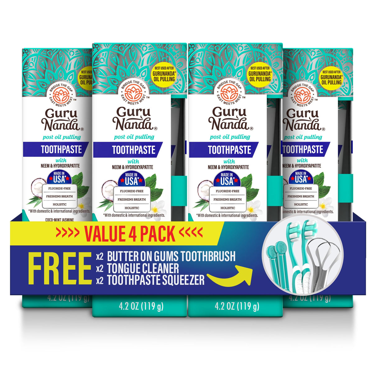 GuruNanda Hydroxyapatite Toothpaste with Neem SLS Fluoride - GuruNanda Official Imagery - 1