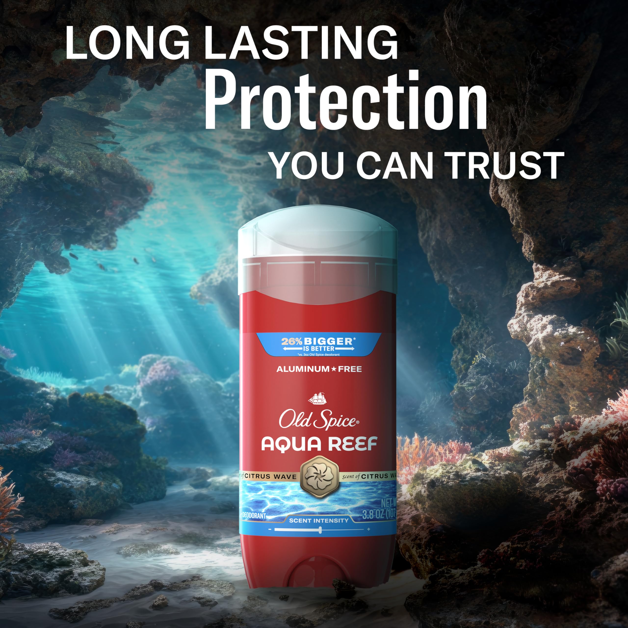 Old Spice Aluminum Free Deodorant for Men, 24/7 Odor Protection, 24/7 Freshness & Lasting Scent, Aqua Reef with Cypress Scent, 3.8 oz (Pack of 3)