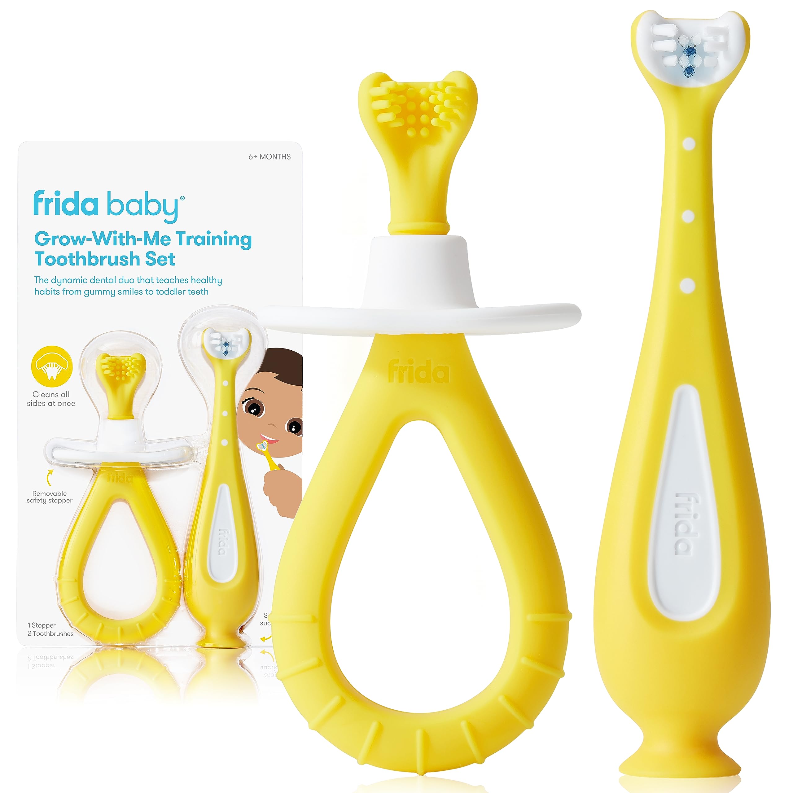 Frida Baby Grow-with-Me Training Toothbrush Set, 6-18 Months, - Product Imagery