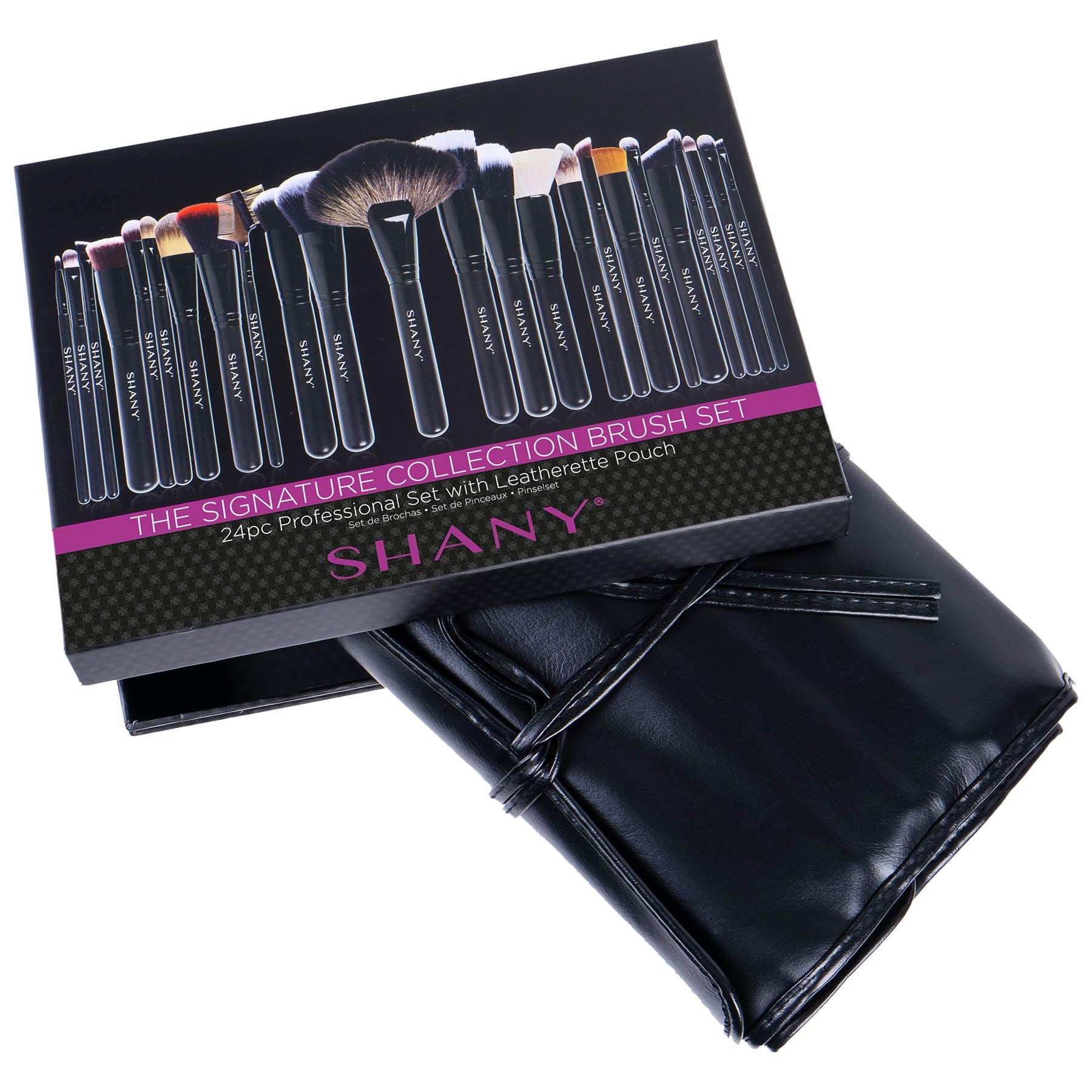 Set of 24 professional SHANY makeup brushes with various sizes and shapes for flawless application and blending.
