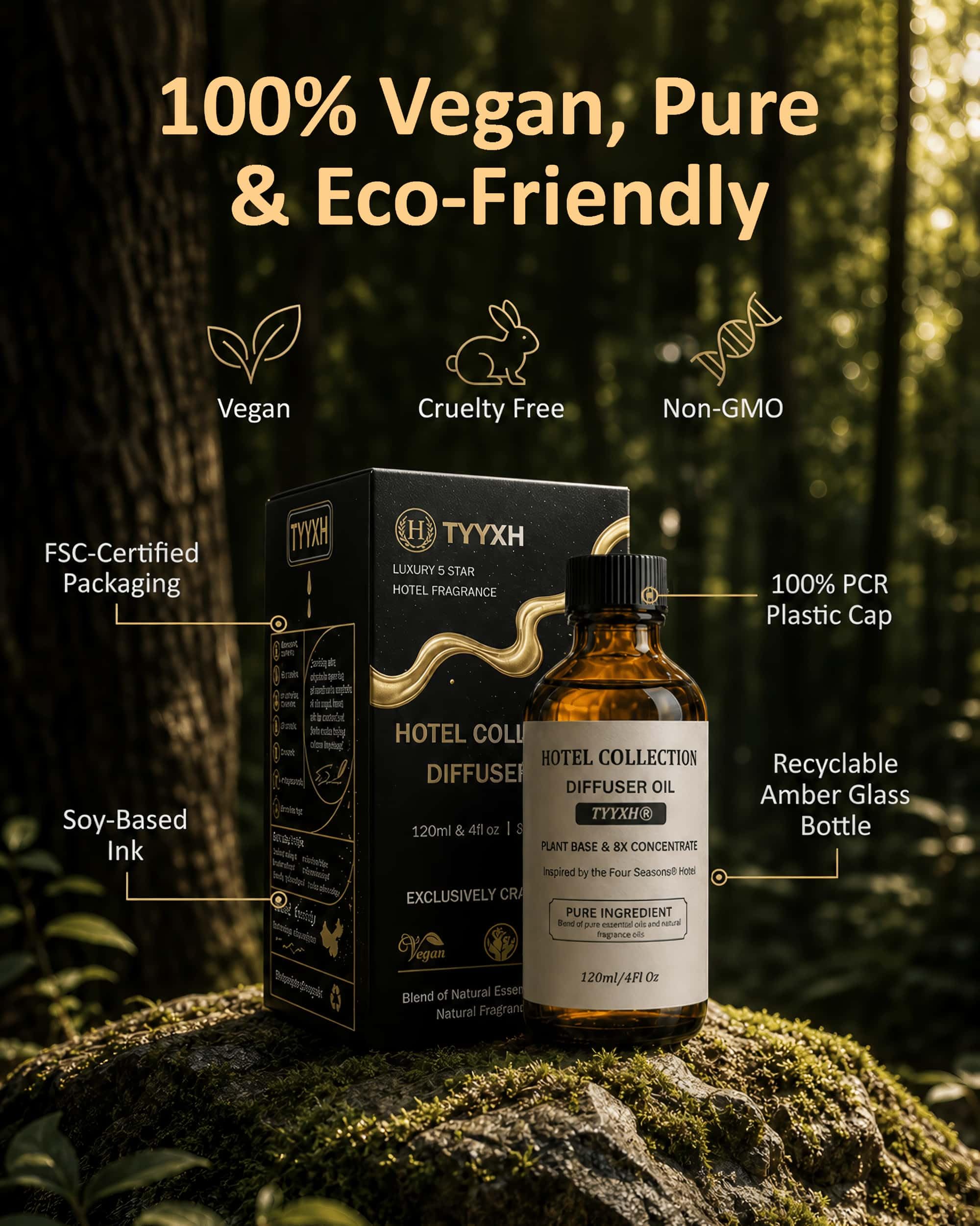 TYYXH Hotel diffuser oil in a 4oz bottle, featuring four seasons scent, ideal for creating a relaxing ambiance.