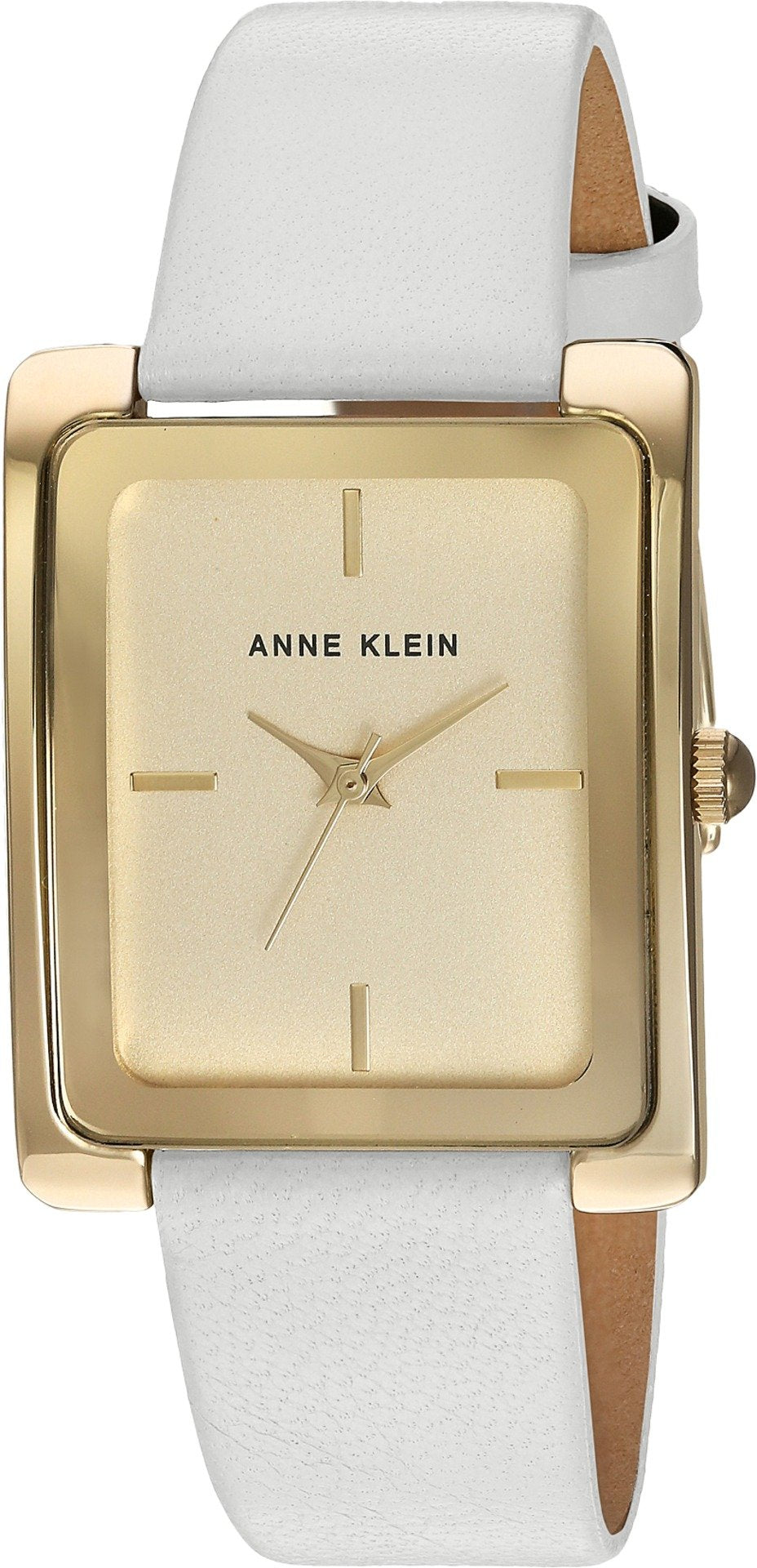 Anne Klein Women's Leather Strap Watch – close-up detail in Black