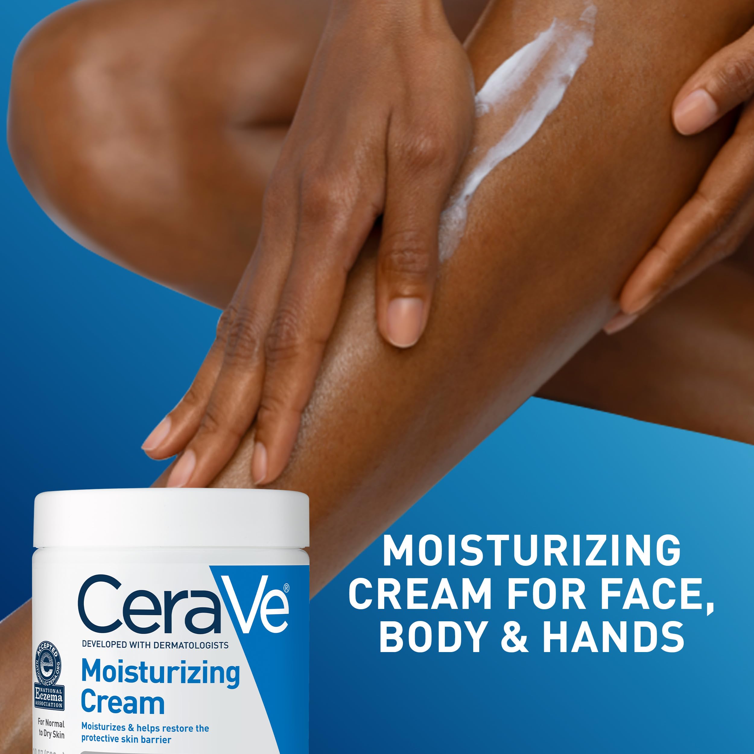 CeraVe Moisturizing Cream 19oz jar, a hydrating skin moisturizer for face and body, designed for dry skin.