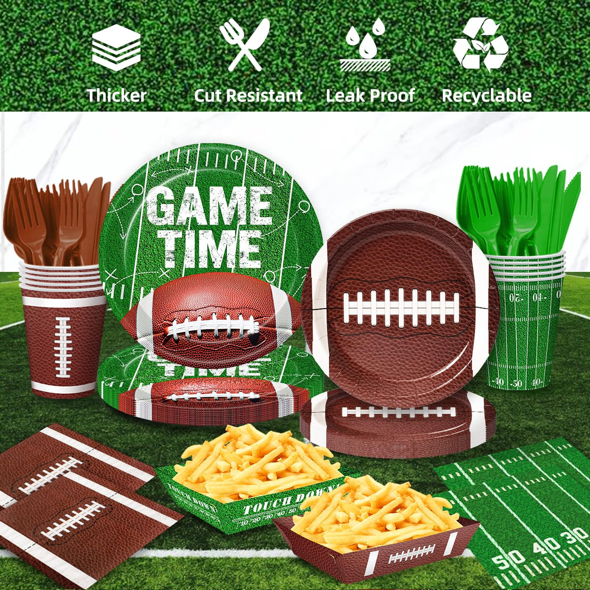 Actilize Football Party Decorations - Football Party Supplies Kit for 24 – close-up detail in Football