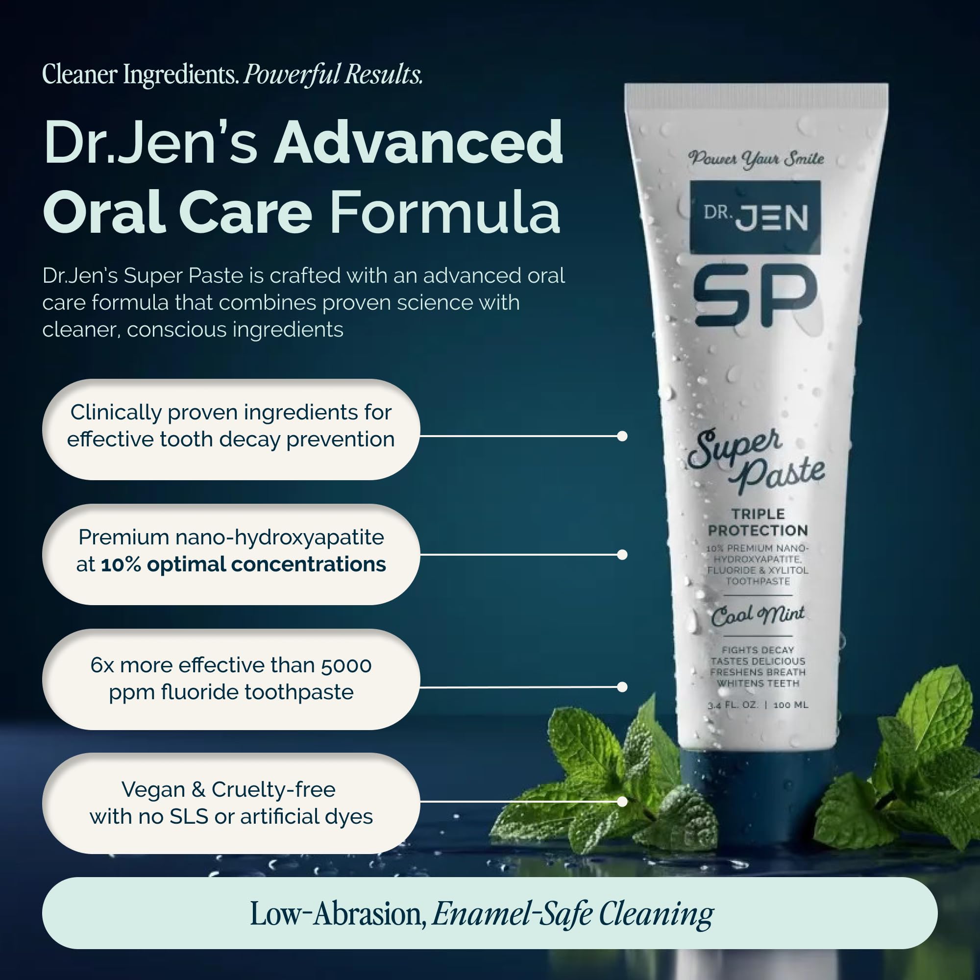 Dr. Jen Super Paste Toothpaste, 10% Nano Hydroxyapatite, Dentist Designed