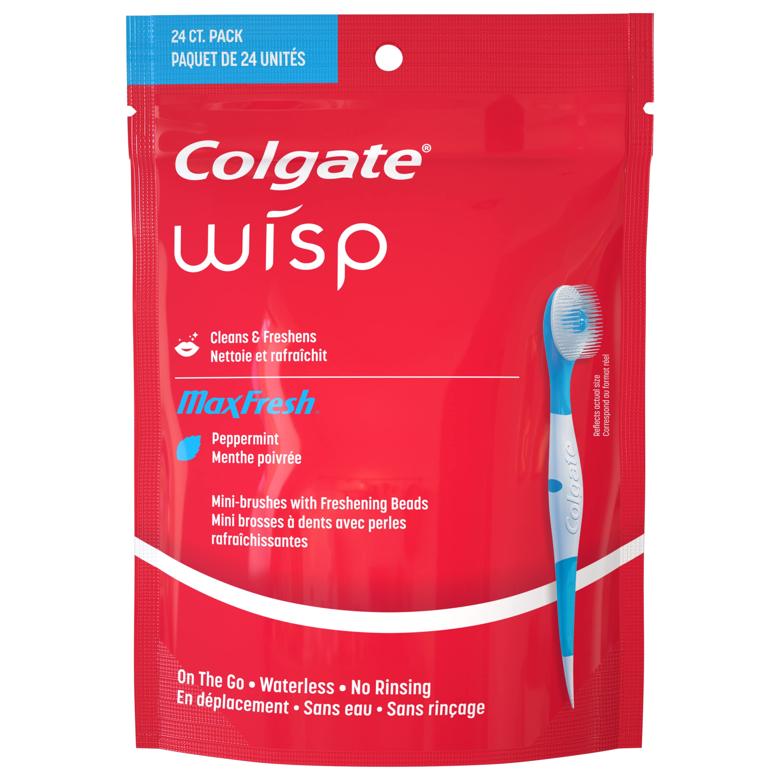 Colgate Max Fresh Wisp Disposable Mini Toothbrush, Peppermint, - Product Imagery