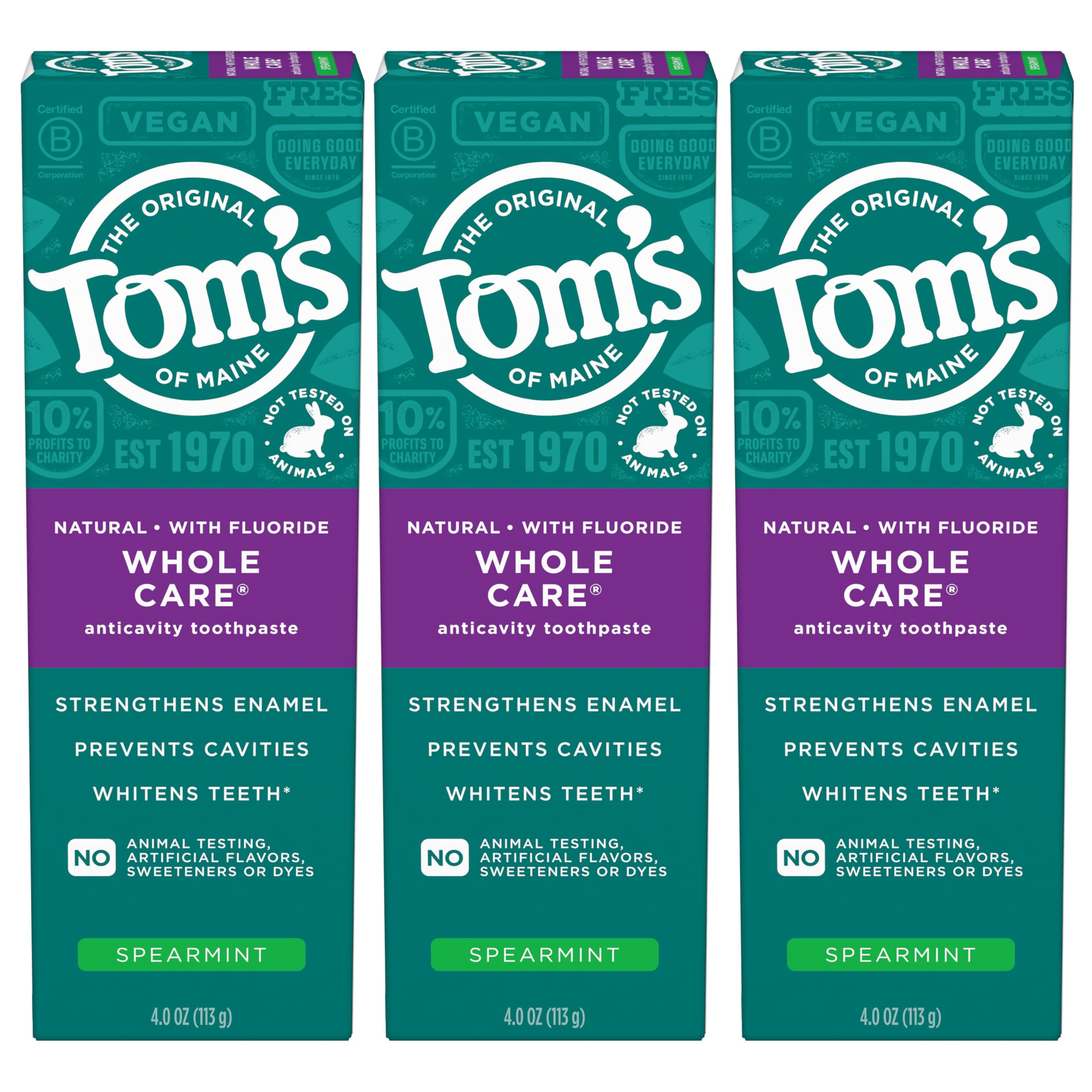 Tom's of Maine Whole Care Natural Toothpaste with Fluoride, - Product Imagery