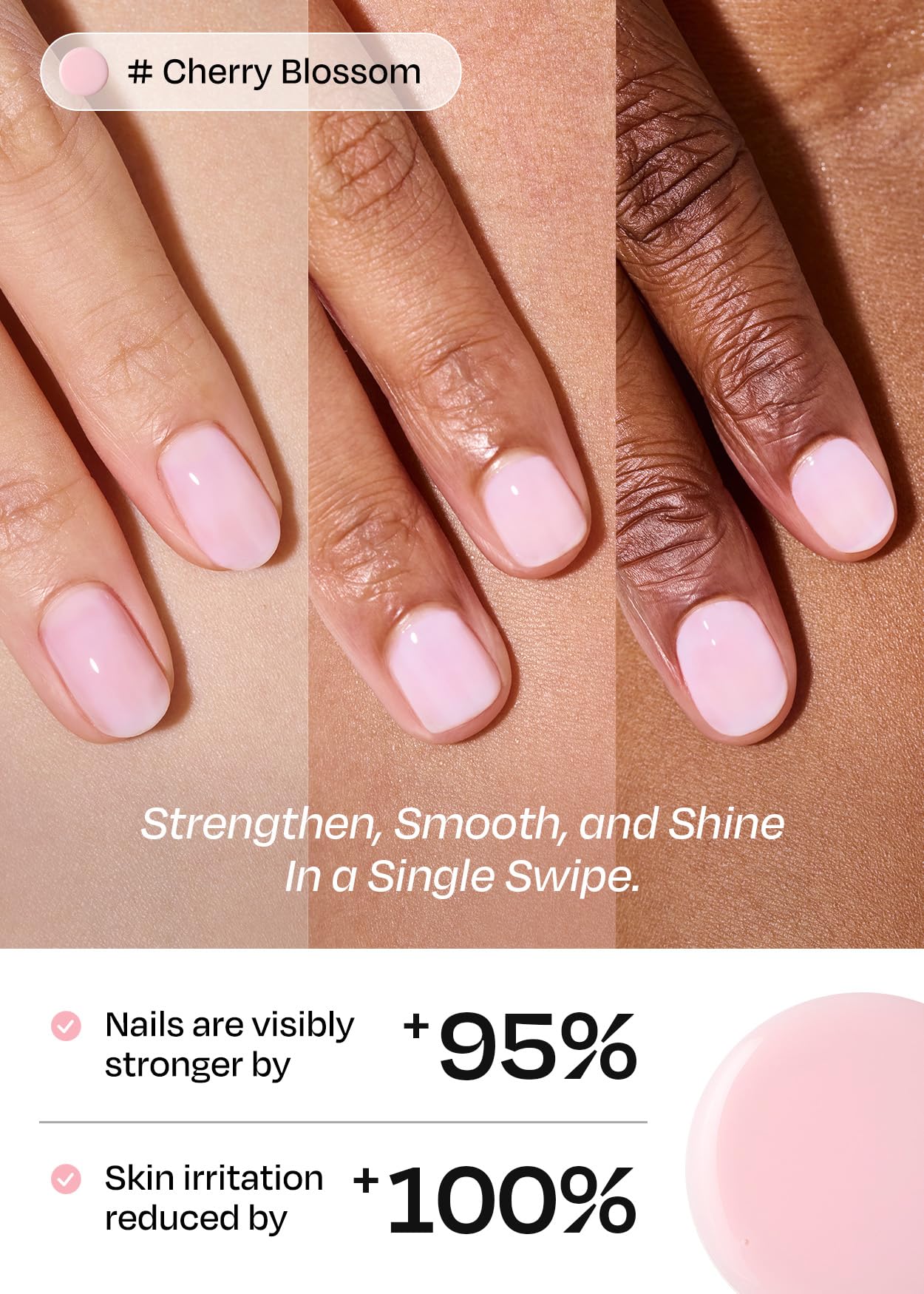 ohora Natural Glow Milk Syrup Nail Strengthener (Cherry Blossom) - Tinted Nail Hardener for Brittle, Damaged Nails, Quick-Dry Glossy Finish, Nail Repair & Growth, 15 mL