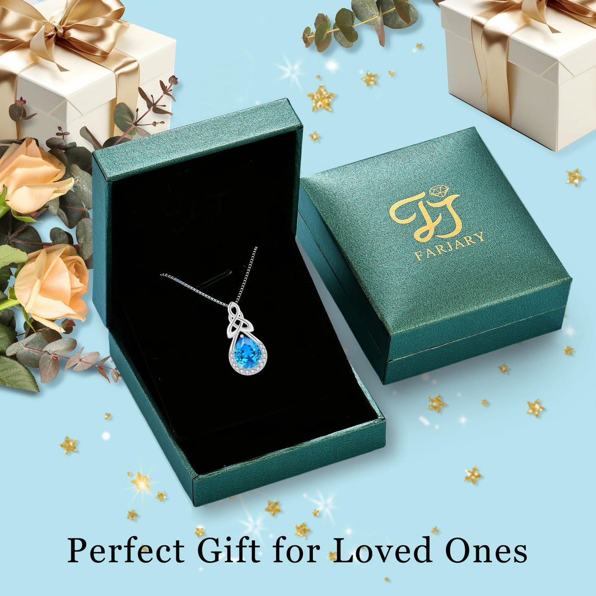 FJ Celtic Knot Pendant Necklace 925 Sterling Silver Birthstone Jewelry – alternate angle
