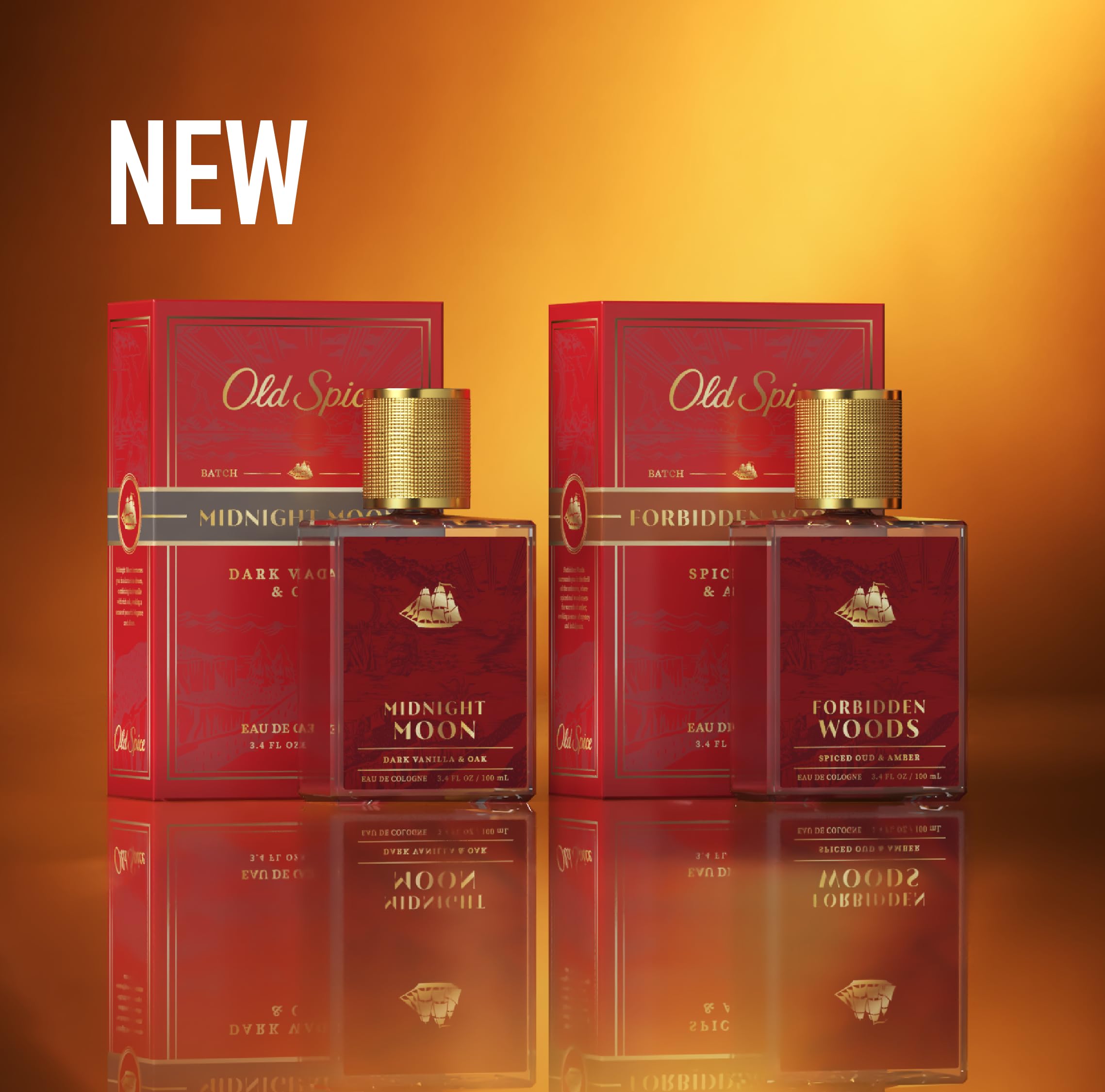Old Spice Midnight Moon cologne for men in a 3.4 fl oz bottle, featuring a sleek design and dark blue packaging.