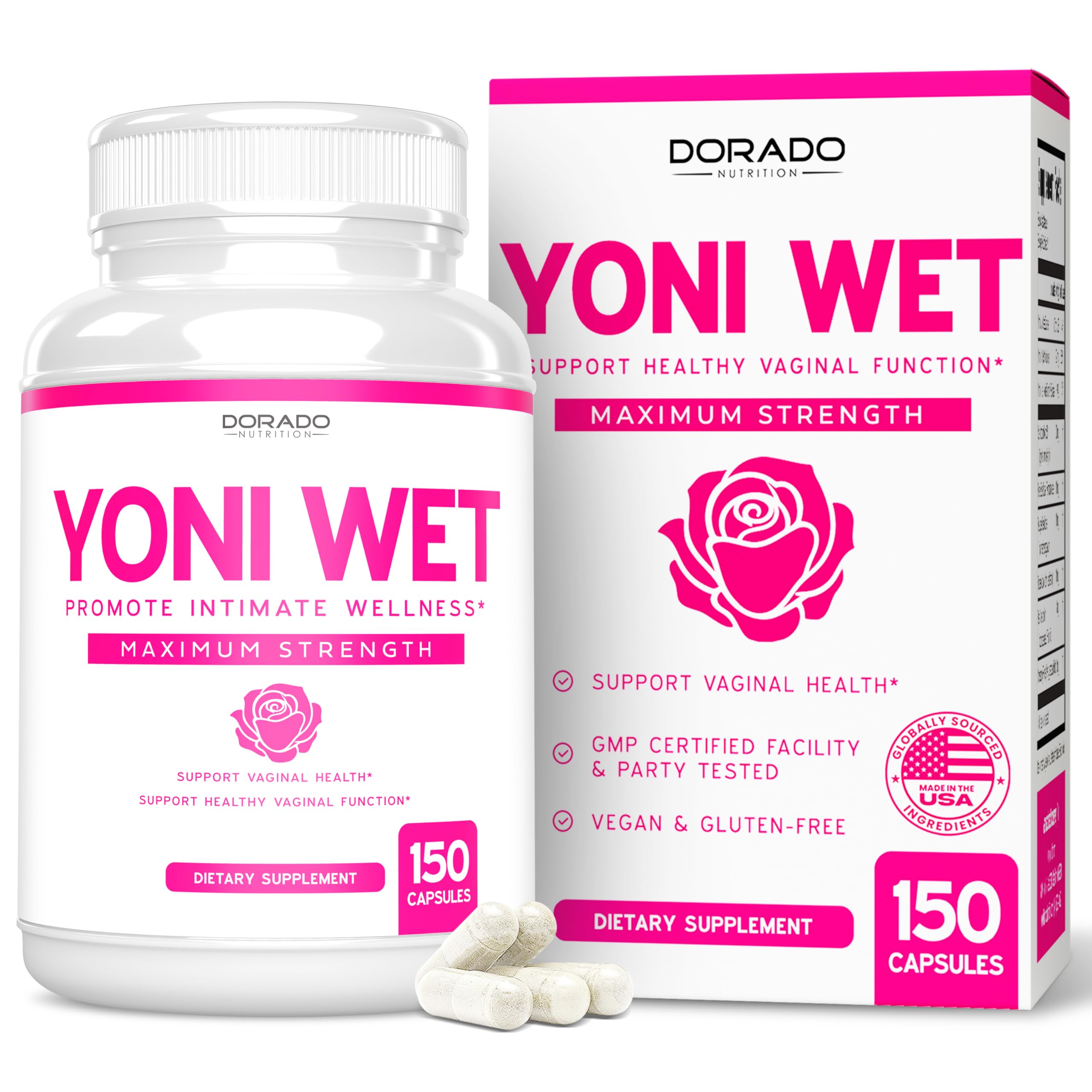 Vaginal Moisturizer & Dryness Supplement (150 Capsules) Support - Product Imagery