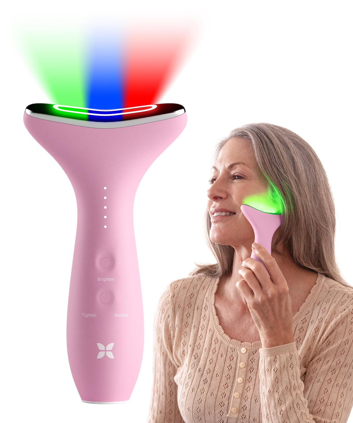 REVOMADIC REVO Genie Facial Massager for Face and Neck, LED Beauty Device with Heat and Vibration, Depuffing Sculpting T