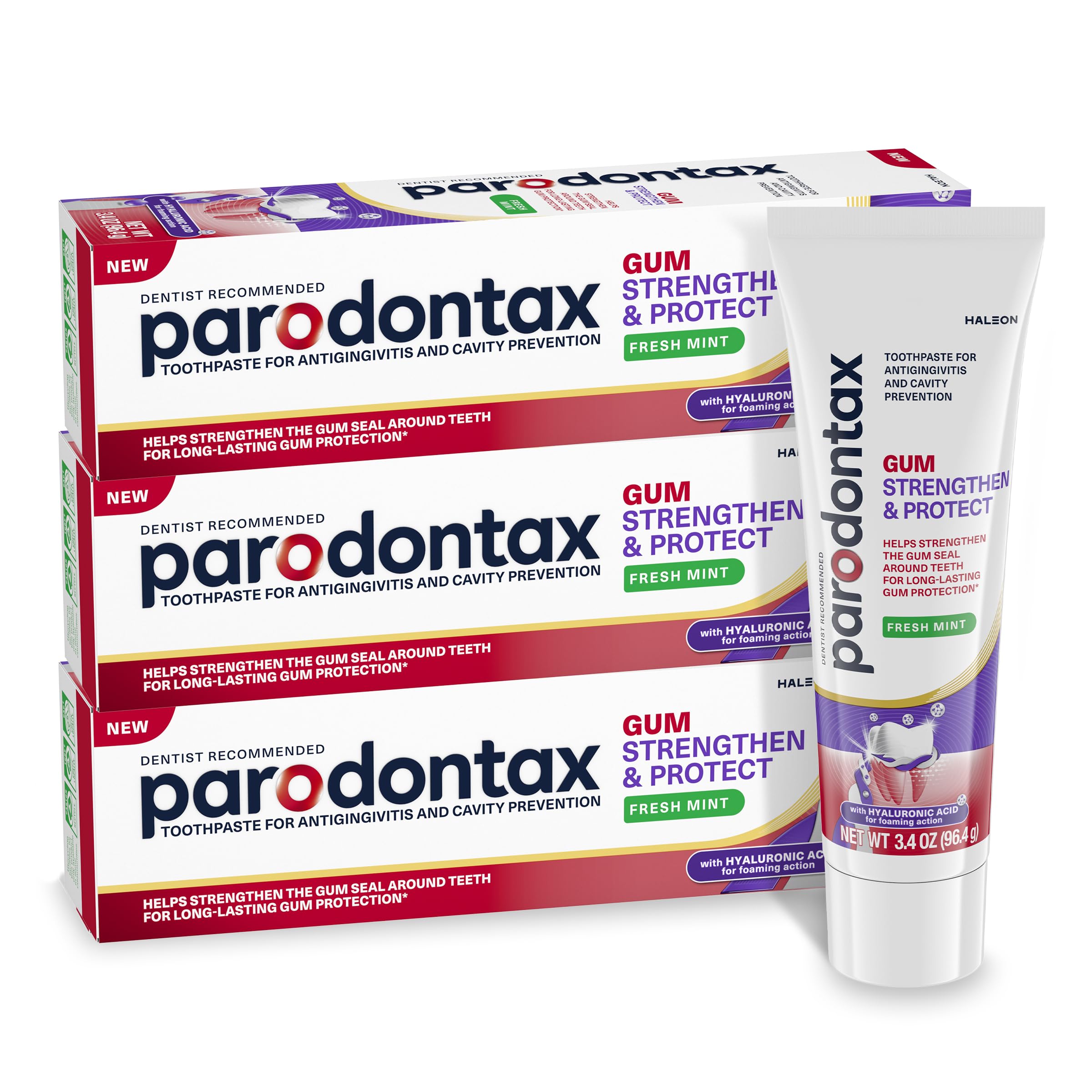 Parodontax Gum Strengthen & Protect Fresh Mint Toothpaste, 3.4 - Product Imagery