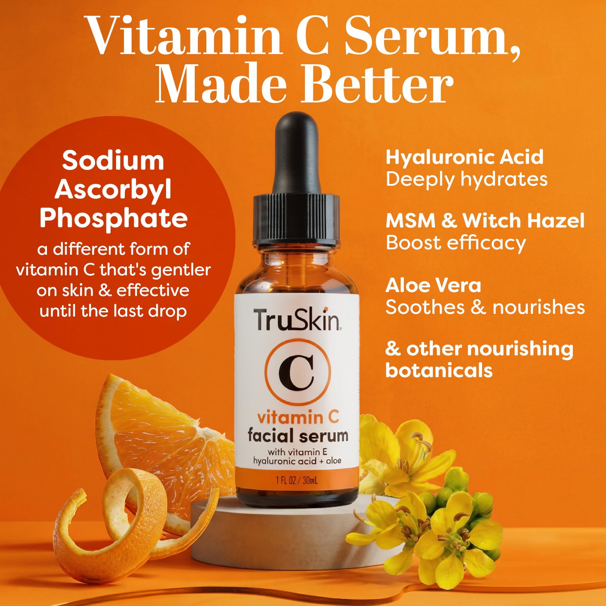 TruSkin Brightening Vitamin C Serum Hyaluronic Acid 1oz