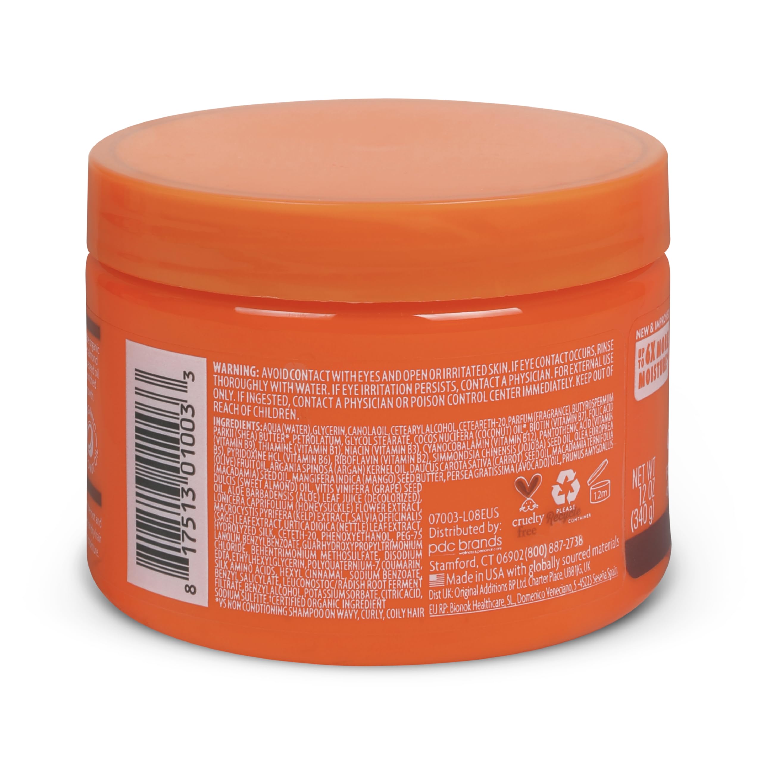 Cantu Coconut Curling Cream 12 oz in a pack of six, showing the creamy texture ideal for defining curls and styling hair.