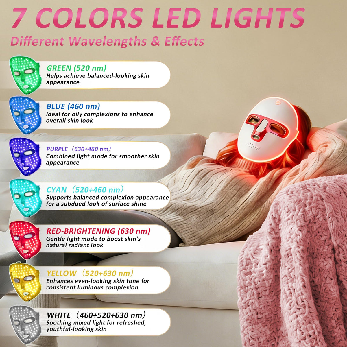 Red Light Therapy for Face LED Facial Mask Rechargeable - CAMLKE Official Imagery - 5