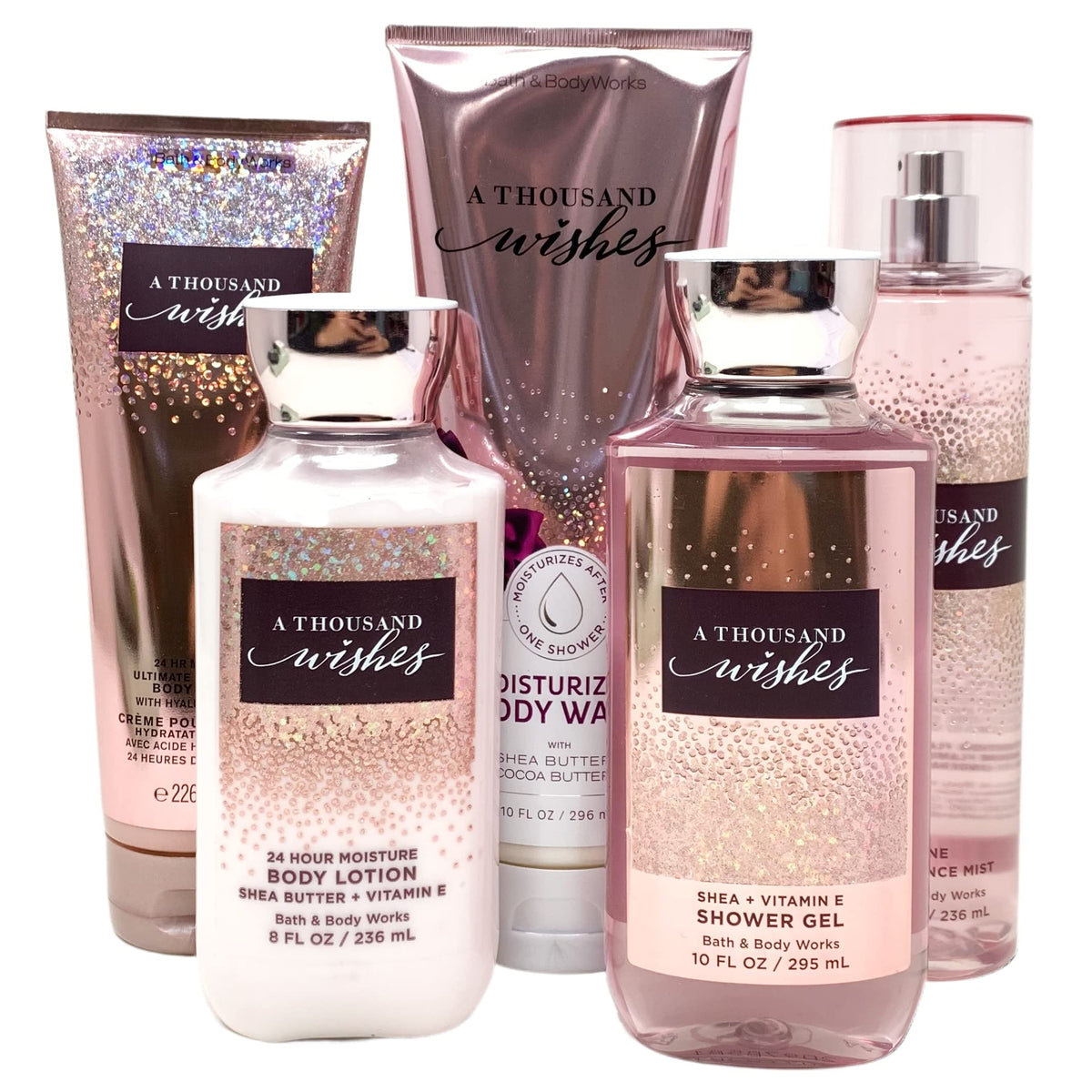 Bath A THOUSAND WISHES 5 Piece Deluxe Gift Set - Includes Fine Fragrance Mist, Ultimate Hydration Body Cream, Moisturizi