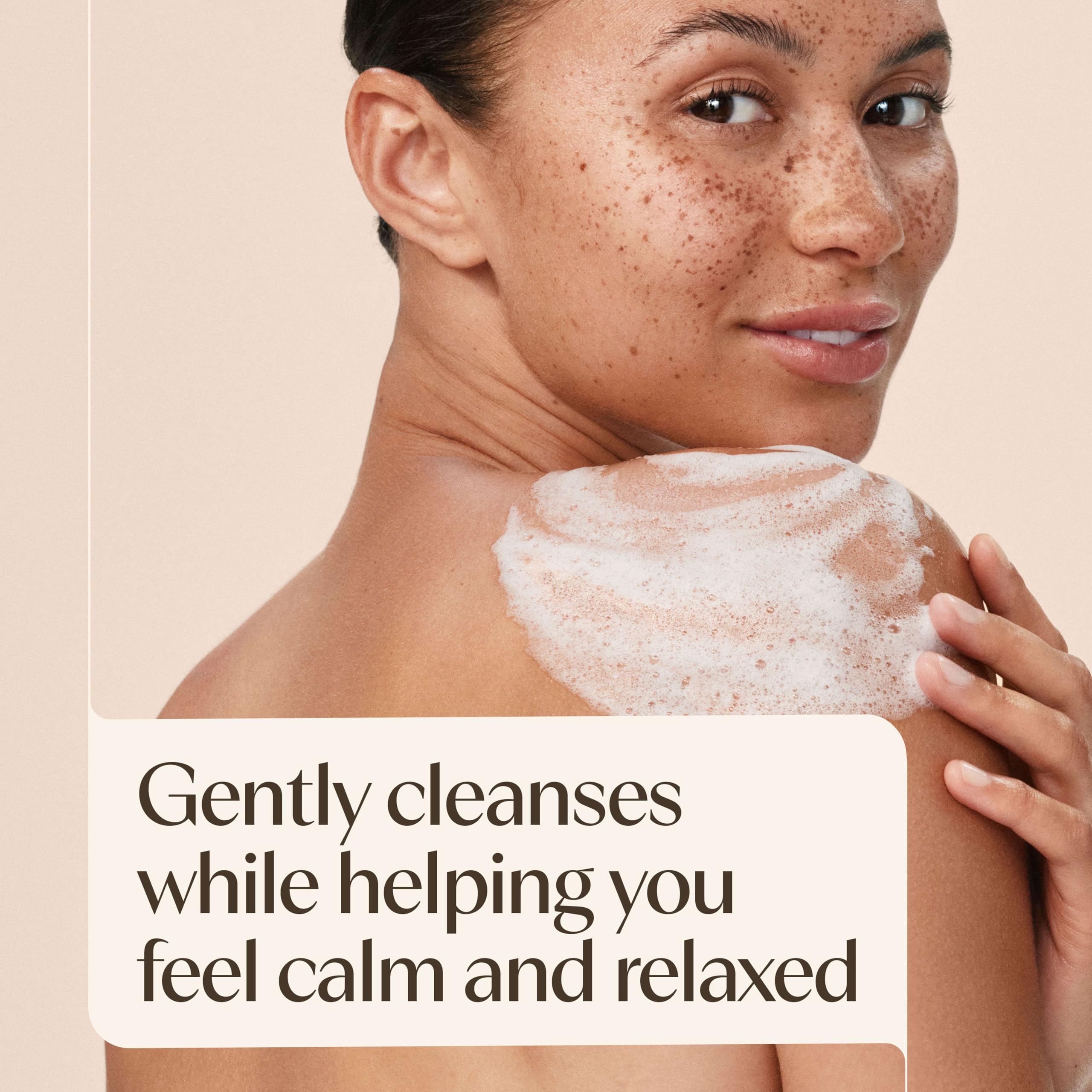Aveeno Stress Relief Body Wash with lavender scent, nourishing prebiotic oat, for sensitive skin, 33 oz, soap-free and dye-free.
