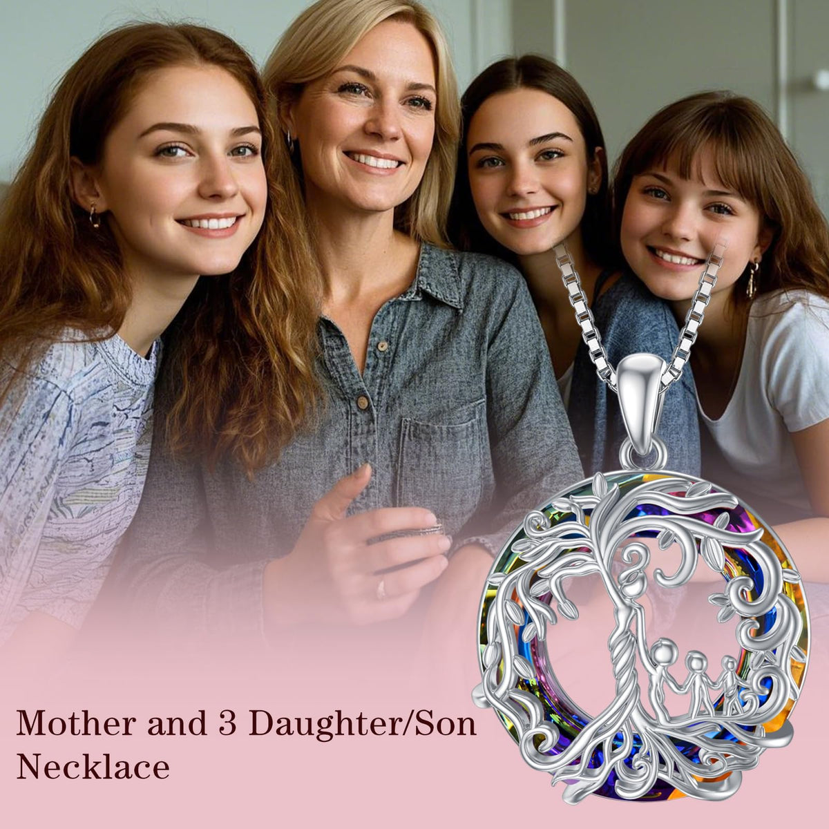 TOUPOP Gifts for Mom Mother and Daughter/Son Necklace Sterling Silver Tree of Life Pendant with Austrian Crystal Jewelry
