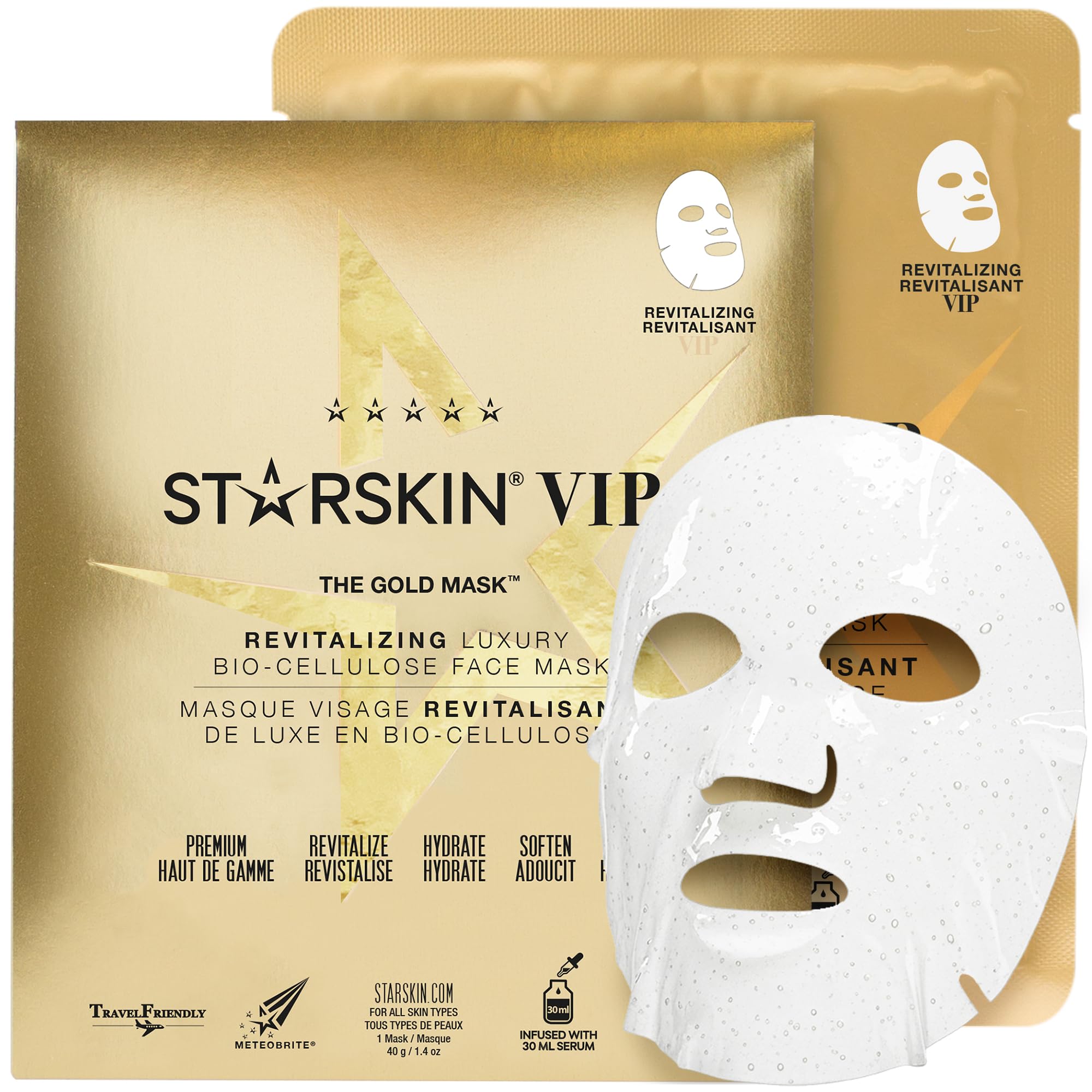 STARSKIN VIP Gold Mask Face, Coconut Bio-Cellulose Revitalizing - Product Imagery