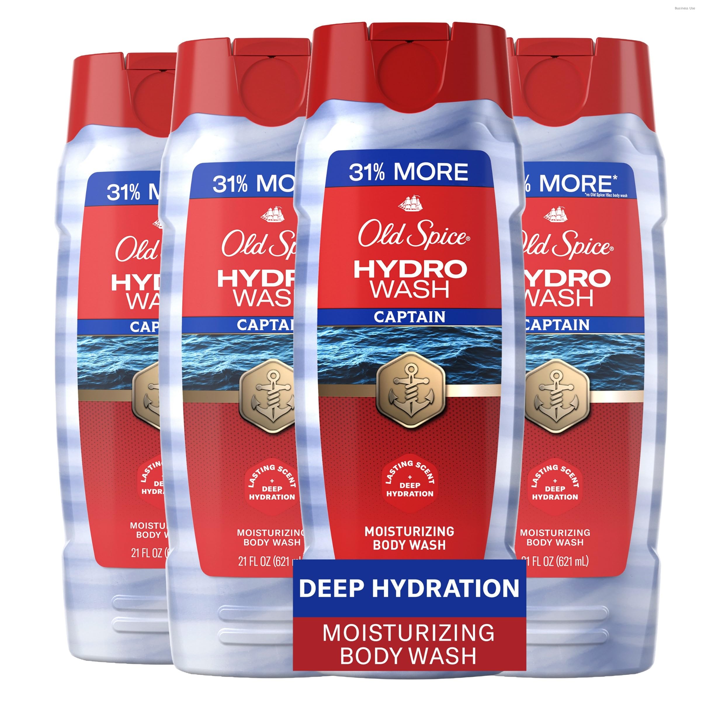 Old Spice Hydro Wash moisturizing body wash for men with ocean mist and bergamot scent, 21 oz, pack of 4, deep hydration and long-lasting freshness