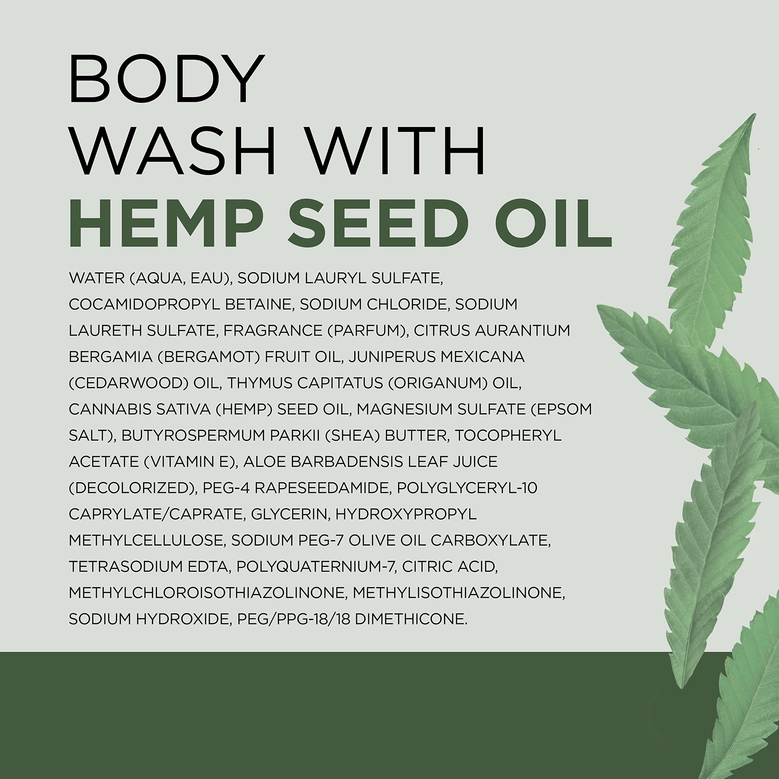 Dr Teal's Body Wash with Pure Epsom Salt, Cannabis Sativa Hemp Seed Oil, 24 fl oz (Pack of 4)