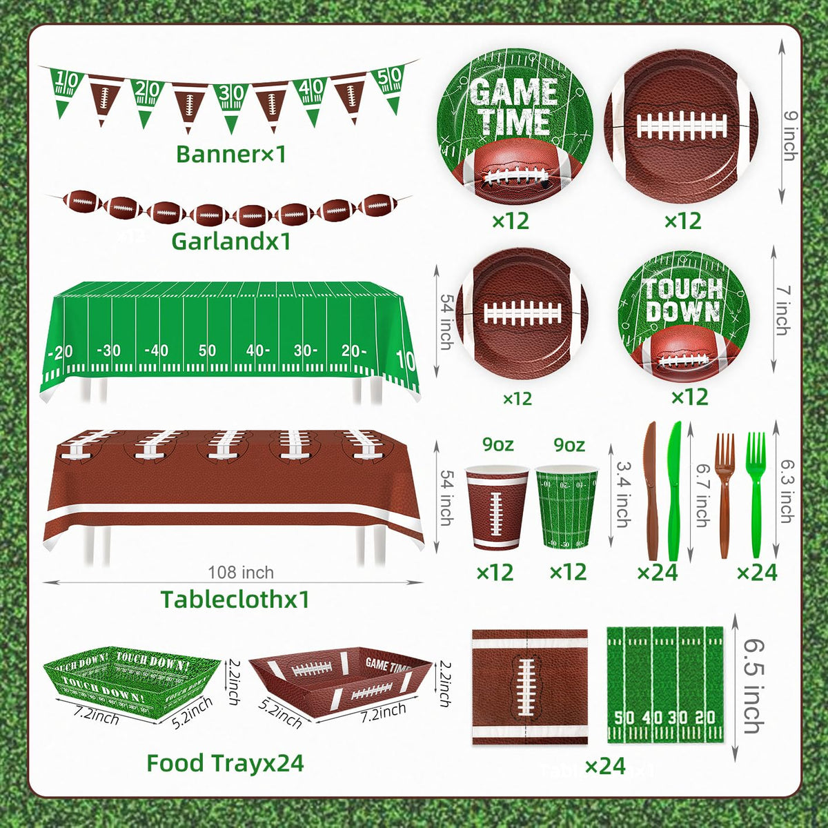 Actilize Football Party Decorations - Football Party Supplies Kit for 24 – product photo (Party Packs)