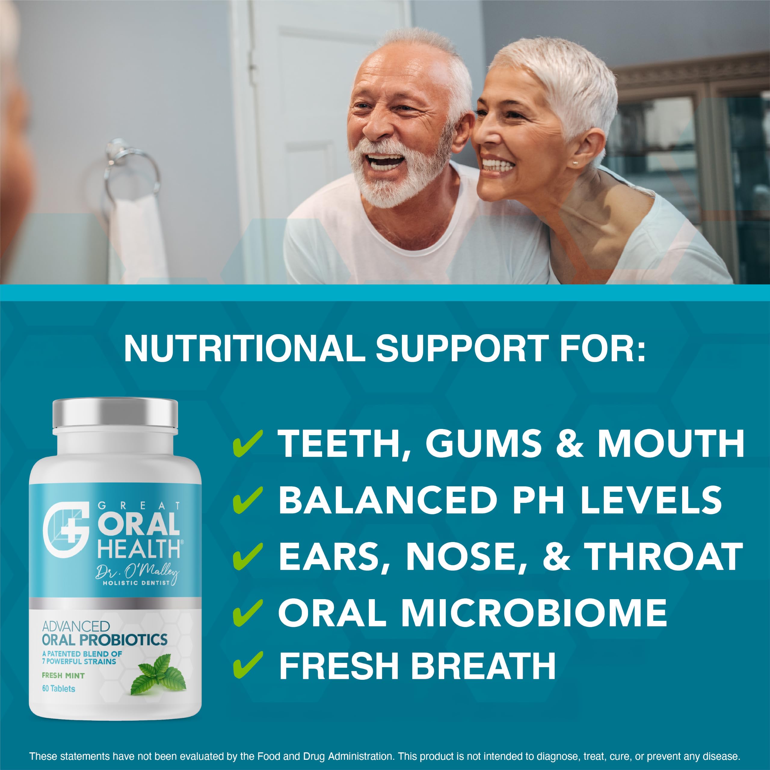 Oral Probiotics for Mouth Bad Breath Treatment for Adults; Dentist Formulated Dental Probiotics for Teeth and Gums Health & Chronic Halitosis with BLIS K12 M18, 60 Chewable Oral Health Tablets Mint