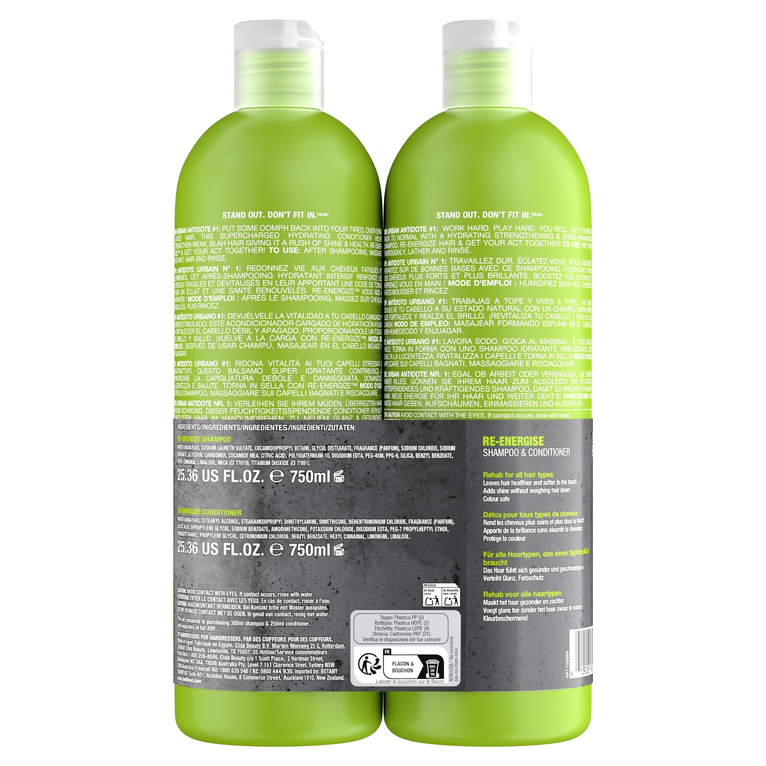 TIGI Bed Head Urban Antidotes Re-Energize Shampoo 25.36 oz (Pack of 2)