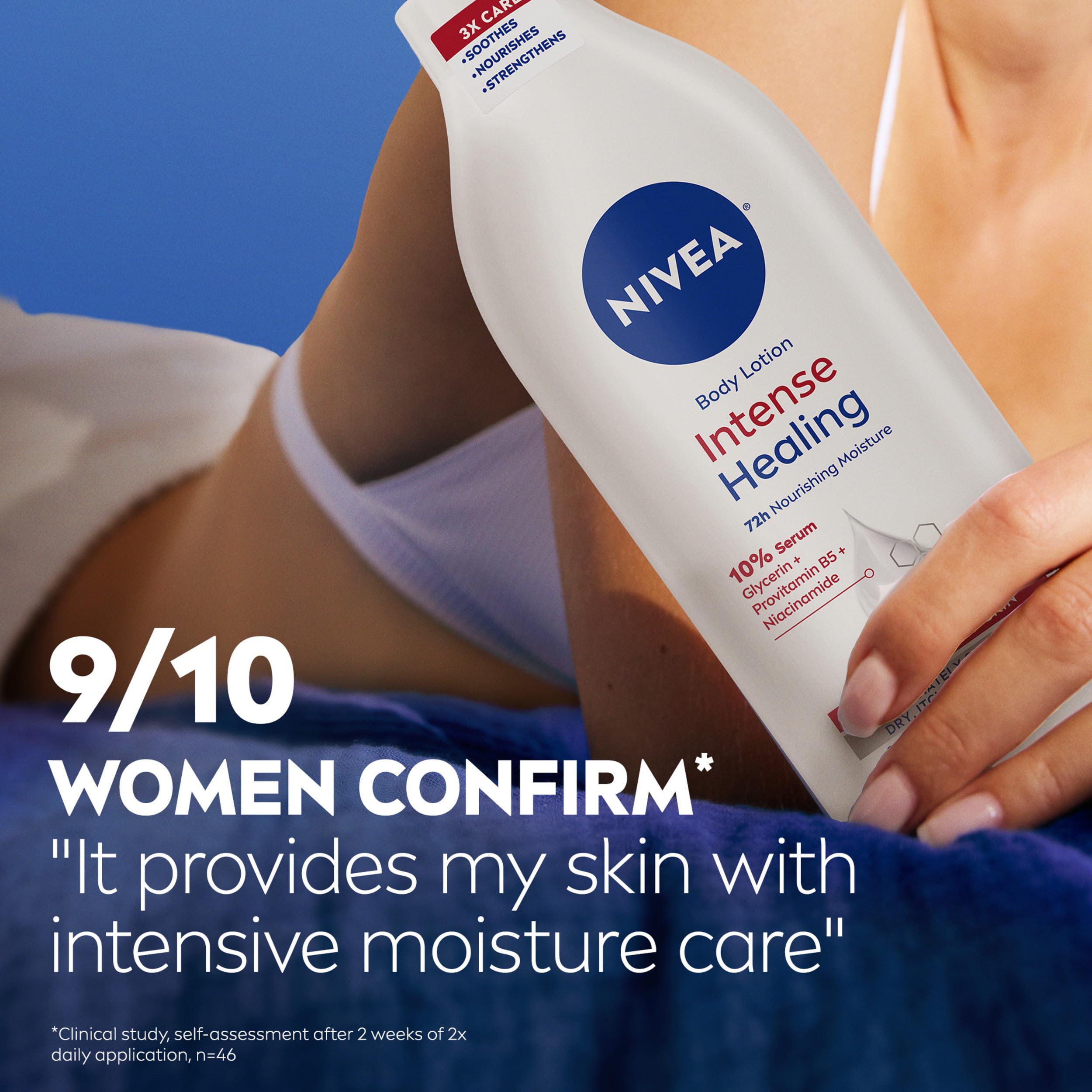 NIVEA Intense Healing Body Lotion, 72-Hour Moisturizing Lotion,16.9 FL OZ