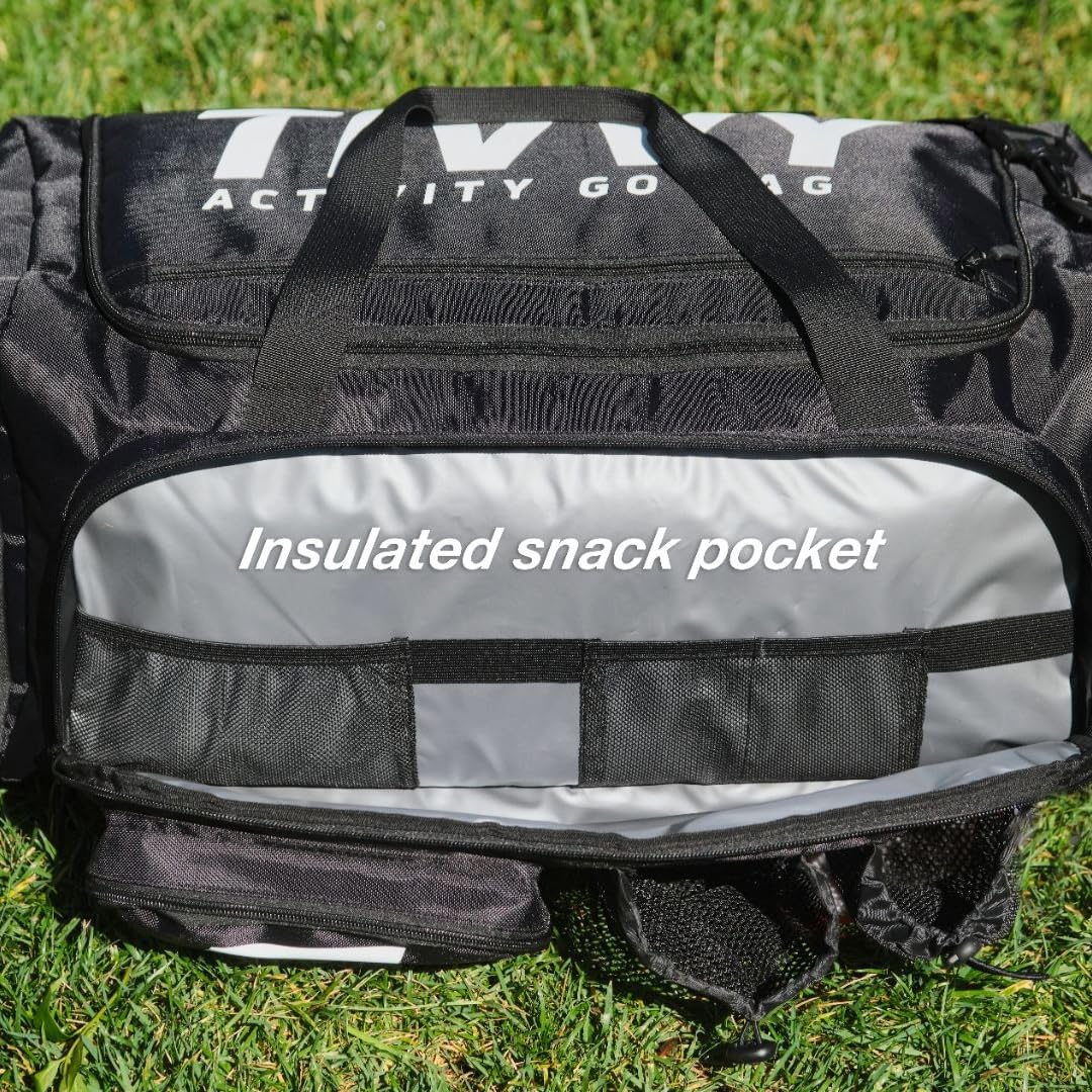 TIVVY Pre-Packed Multi-Sport Outdoor Activity Bag for Families | Includes Basketball, Soccer Ball, Football, Pickleball,