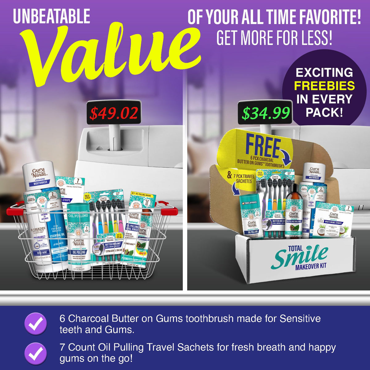 GuruNanda Total Smile Makeover Oral Care Kit Teeth Whitening - GuruNanda Official Imagery - 8
