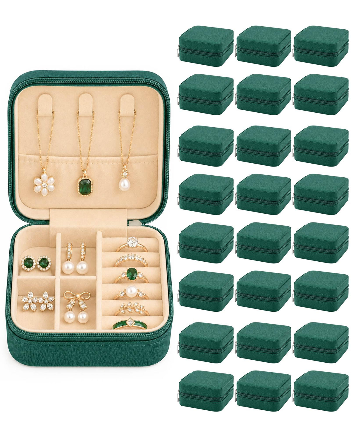 Easytle 24 Pack Travel Jewelry Box, Mini Portable PU Leather Jewelry Case Bulk, Small Jewelry Organizer for Church, Part