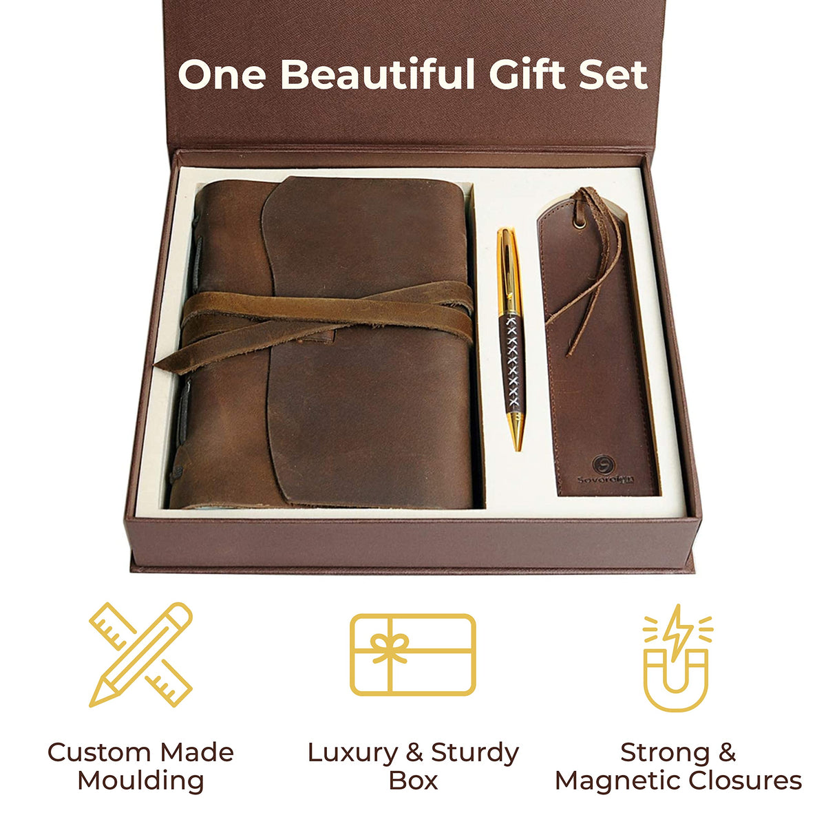 Handmade Leather Journal Gift Set Pen Bookmark Luxury Gift - Sovereign-Gear Official Imagery - 7