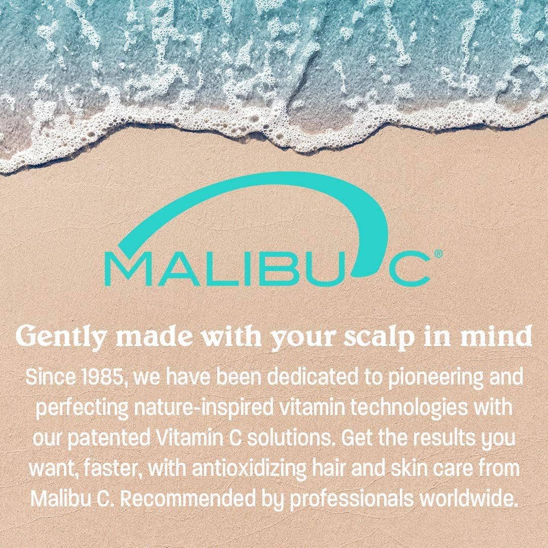 Malibu C Color-Safe Shampoo and Hydrating Hair Remedy Kit with bottles of hair cleaner and conditioner for color-treated hair.