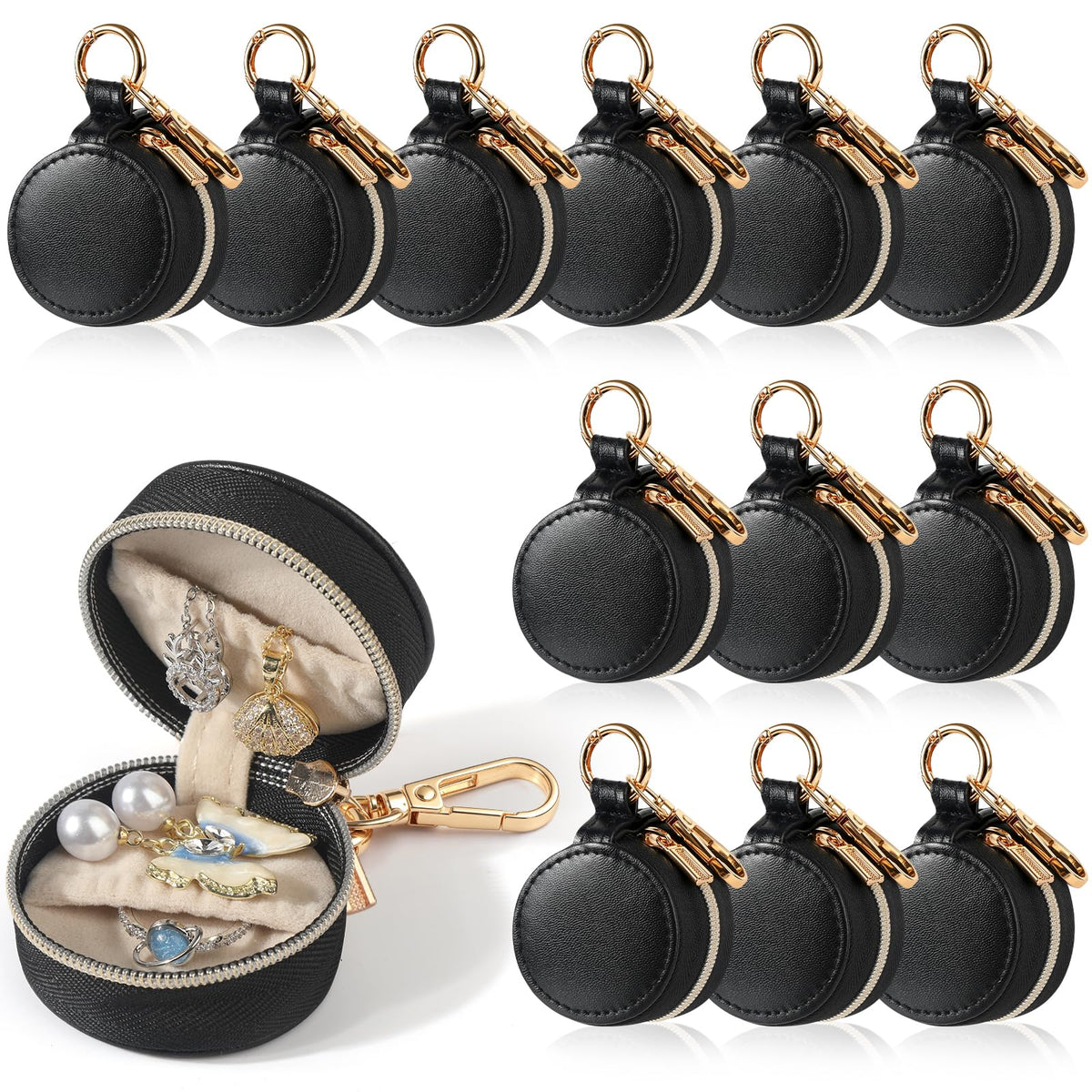 VZZNN 12 Pack Travel Jewelry Case Bulk Ring Holder for Gym Mini Jewelry Box for Earrings Necklaces and Travel Storage fo