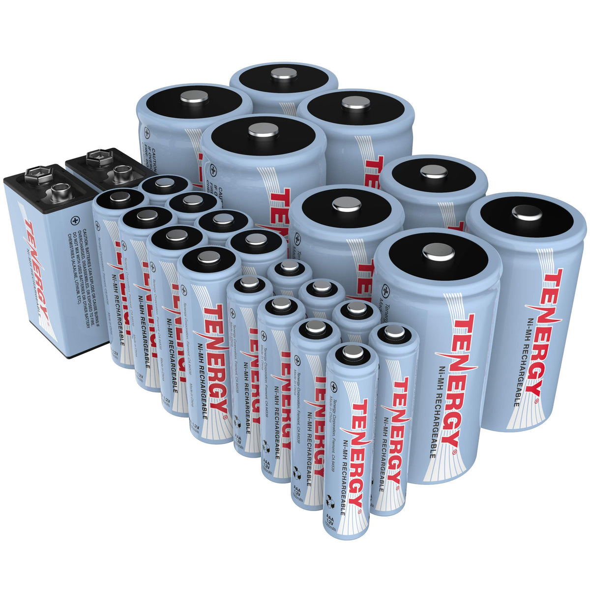 Tenergy 26 Pack NiMH Rechargeable Batteries 8AA 8AAA 4C 4D 2 - Tenergy Official Imagery - 2