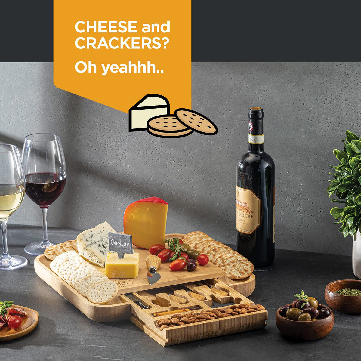 Charcuterie Boards Gift Set with Hidden Drawer - Bambüsi Official Imagery - 8