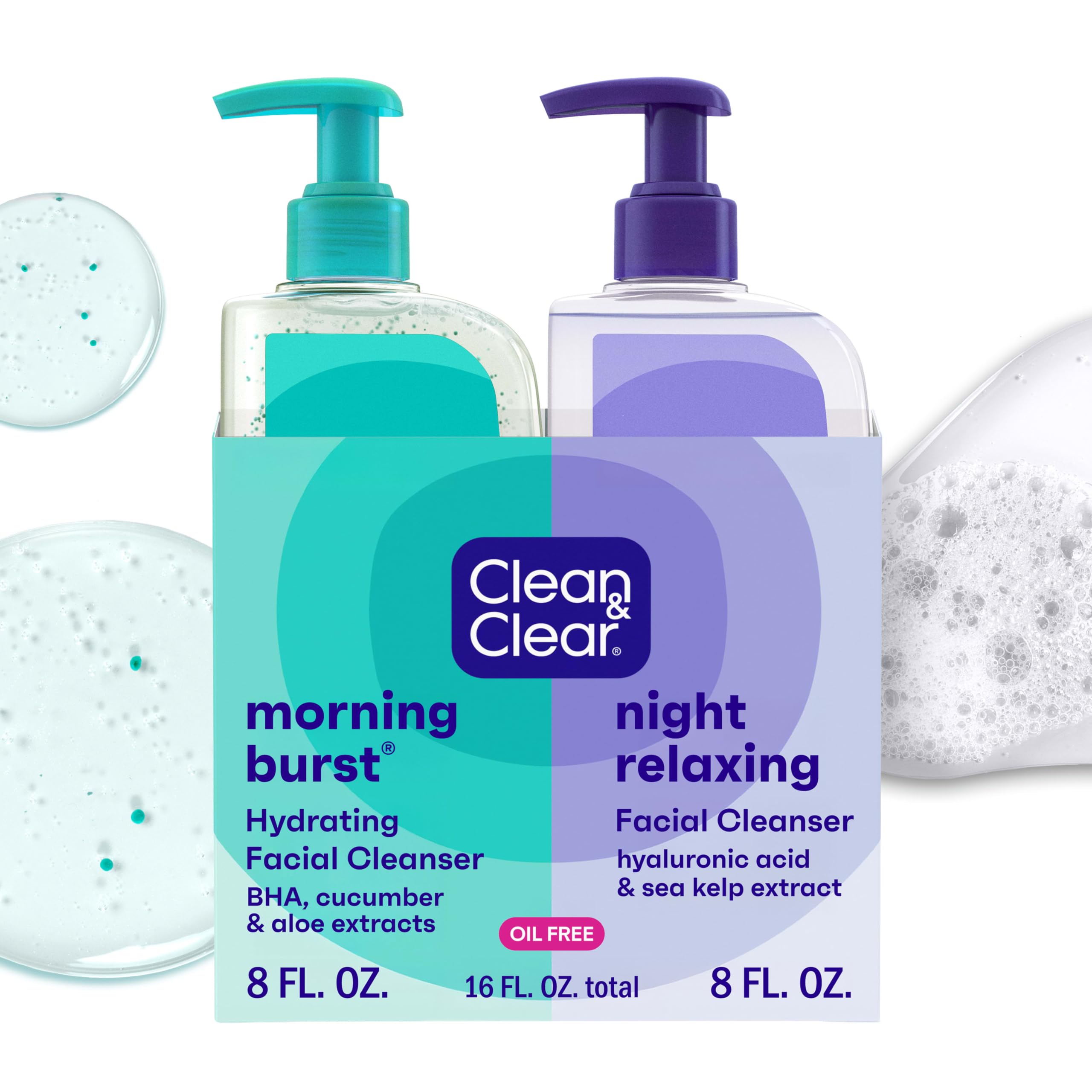 Clean & Clear Morning Burst Day & Night Facial Cleanser, 2 x 8 - Product Imagery