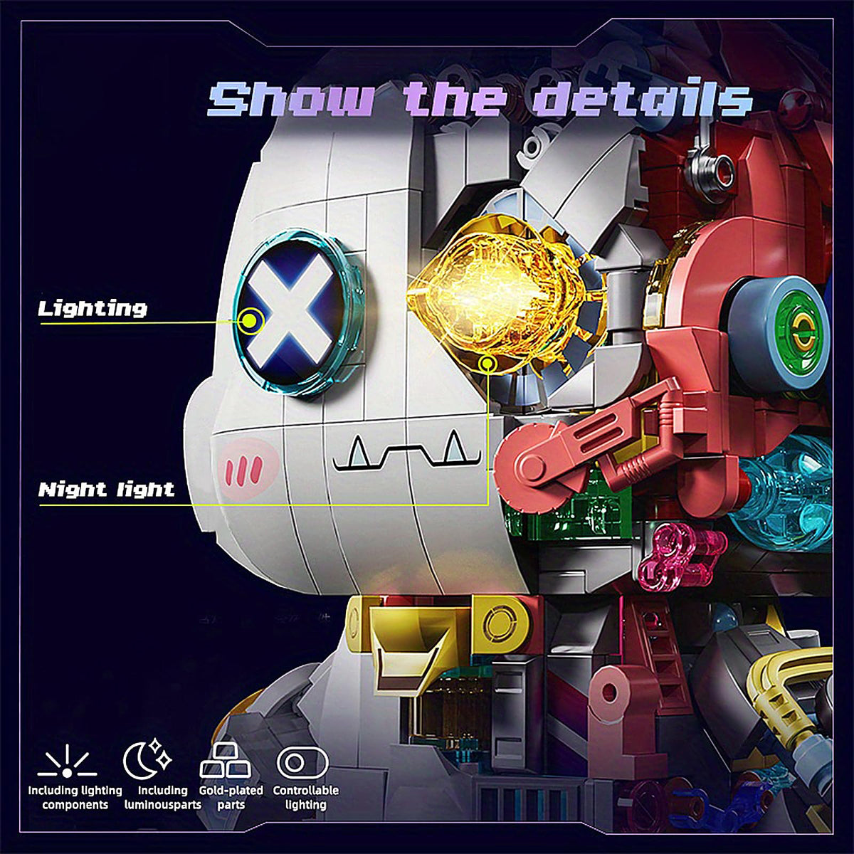 Punk Style Mechanical Rabbit Building Set with LED Light for - Xingya youpin Official Imagery - 5
