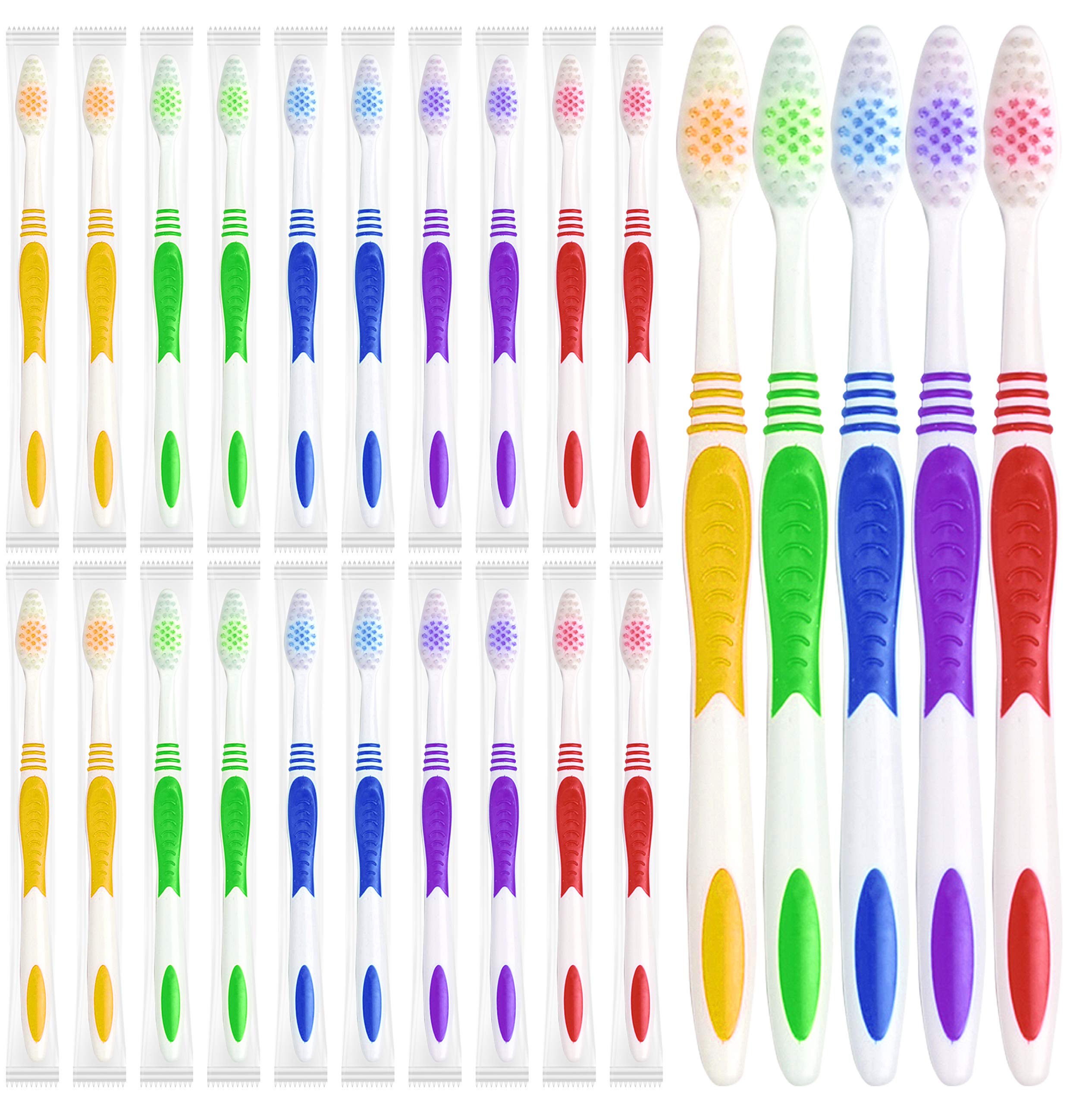 EcoFox Bulk Toothbrushes 25 Pack | Individually Wrapped Travel - Product Imagery