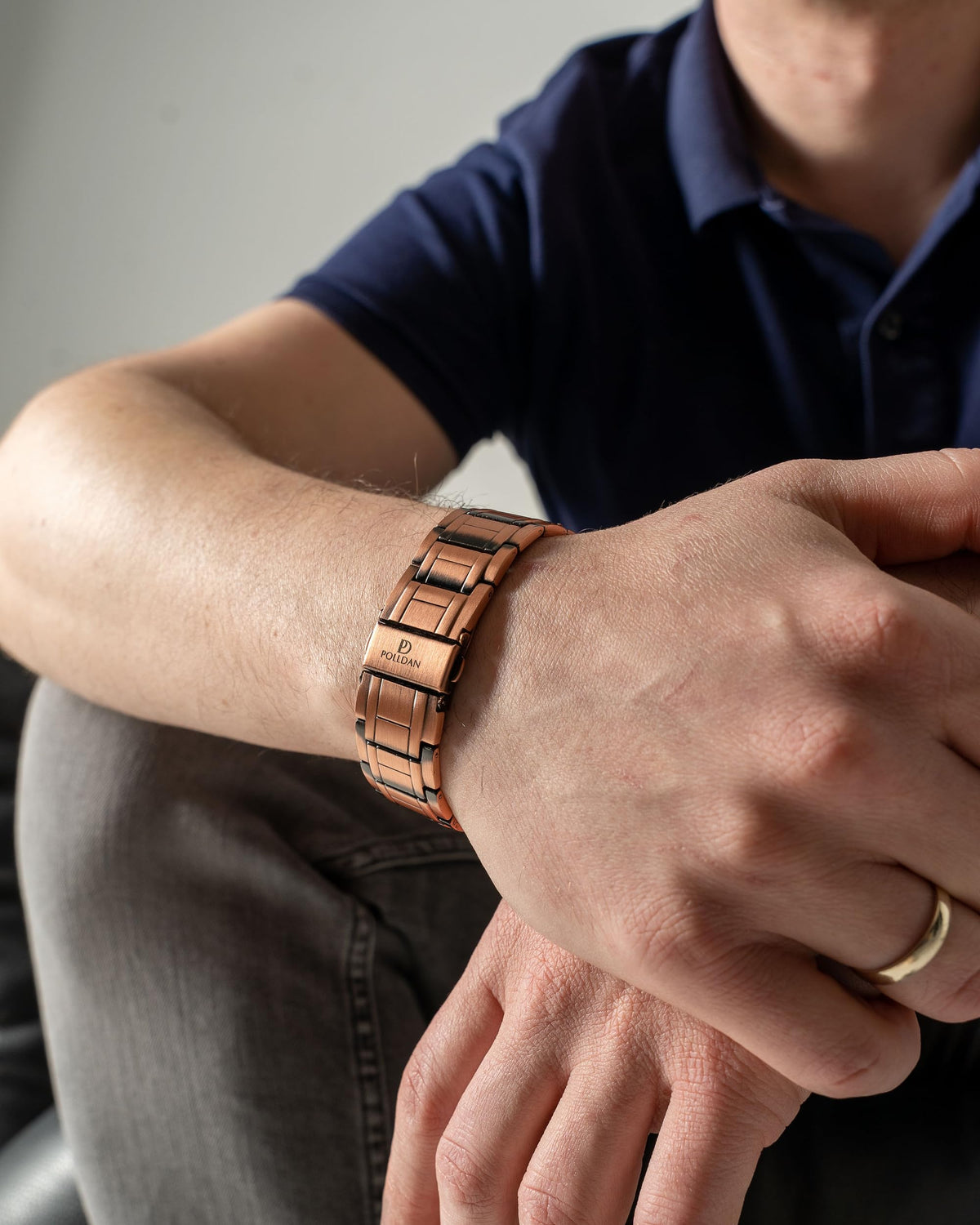 POLLDAN Copper Bracelet For Men | 6200 Gauss Power | Adjustable Magnetic Bracelet | Gift Box and Sizing Tool (3X Power) 