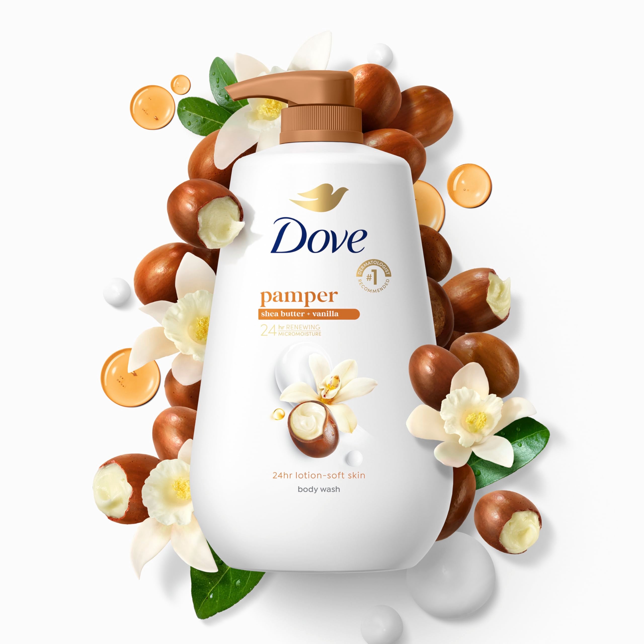 Dove Body Wash Pamper Shea Butter & Vanilla 30.6 oz Pump, Sulfate Free