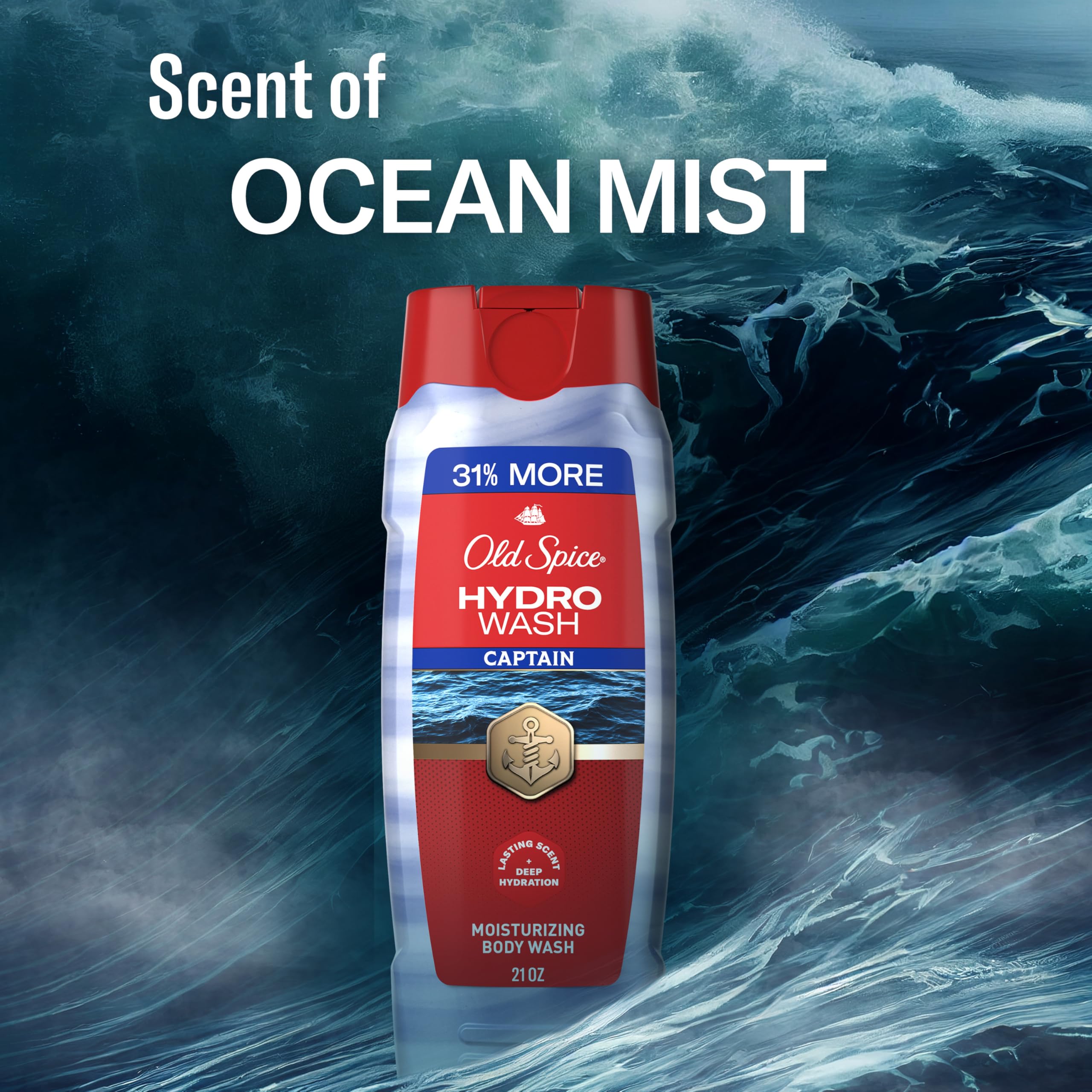 Old Spice Captain Body Wash 21 oz, Pack of 4