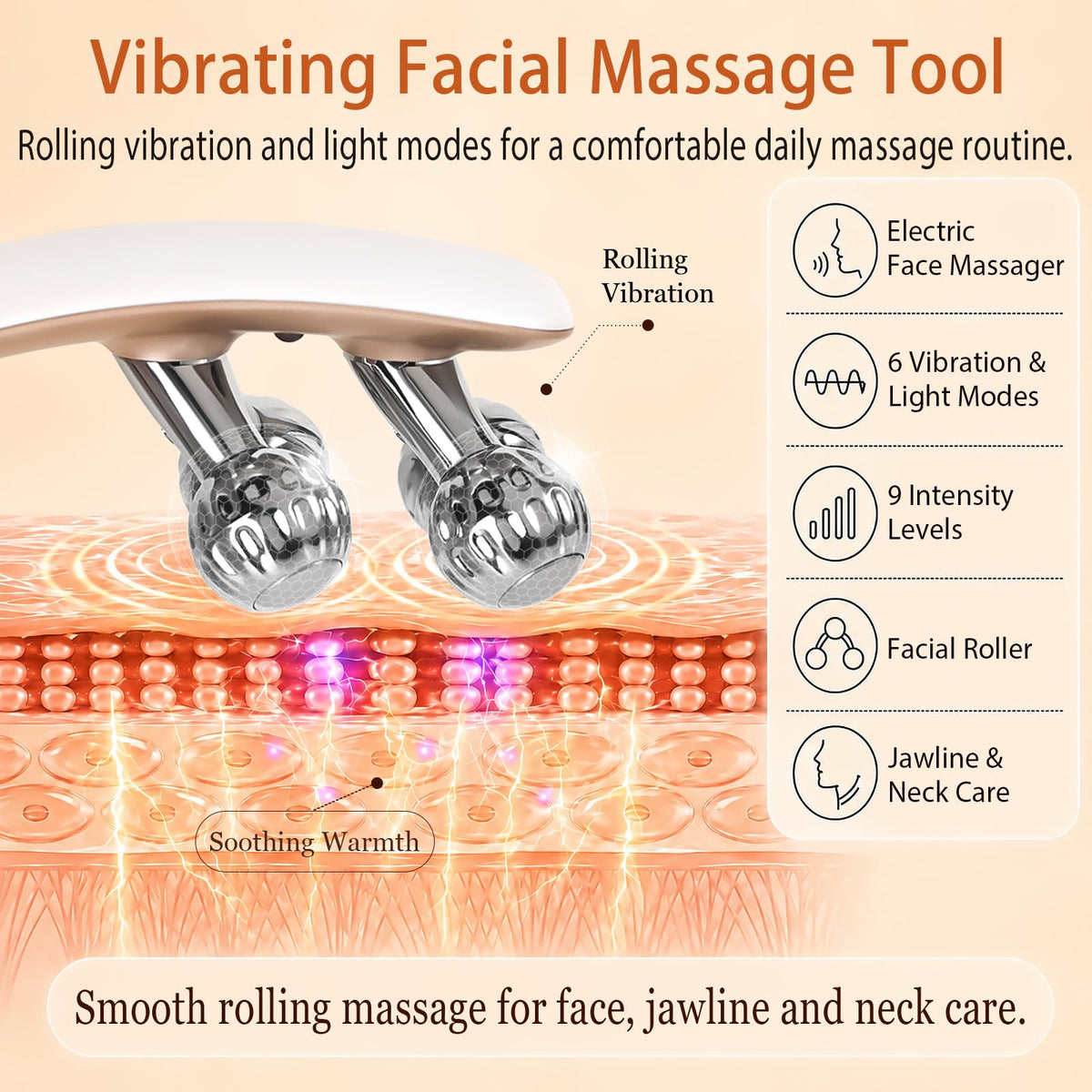 Wireless Face Massager Tool 8 Roller 3D Face Roller for - SZMDLX Official Imagery - 5