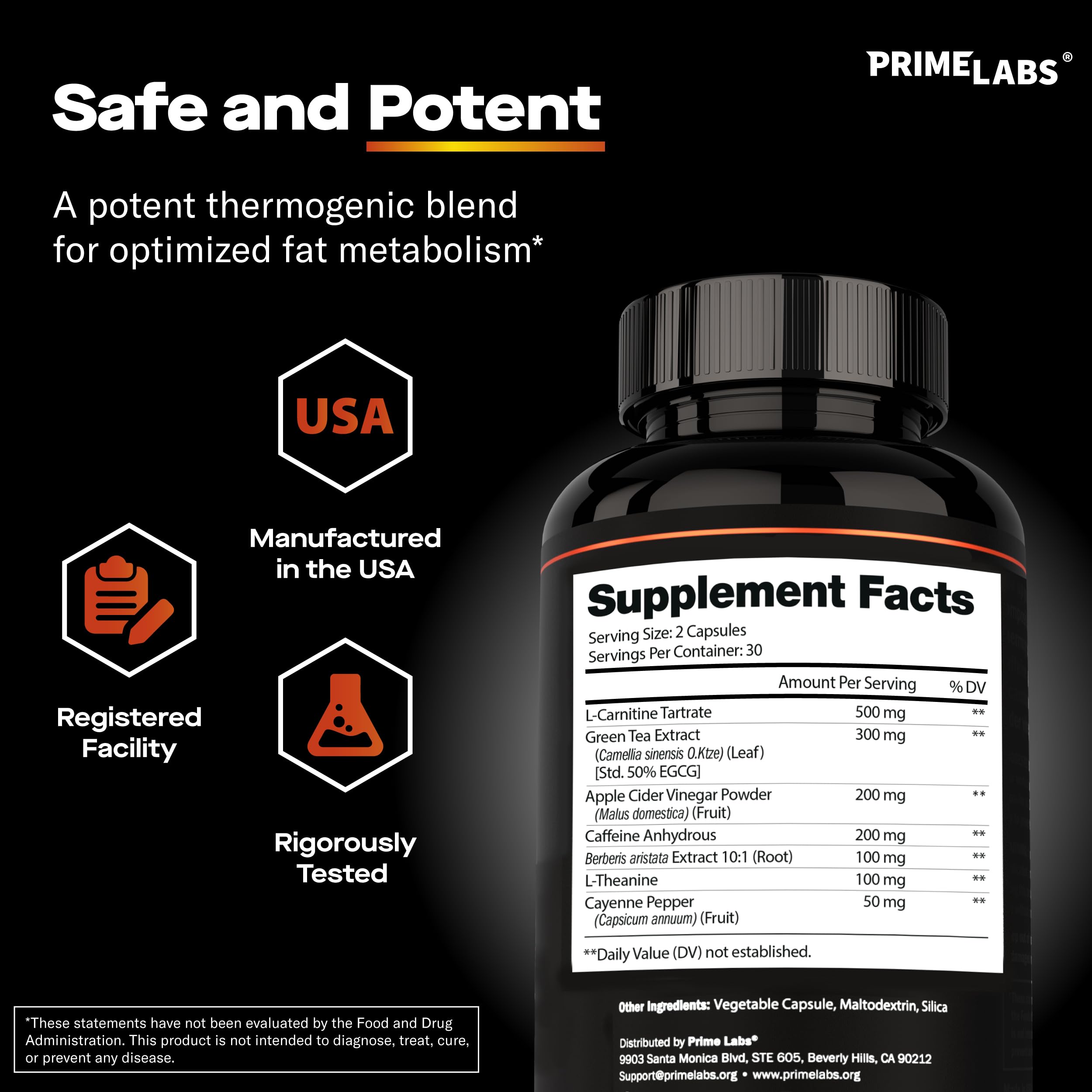 Prime Labs Thermogenic Fat Burner for Men 60ct