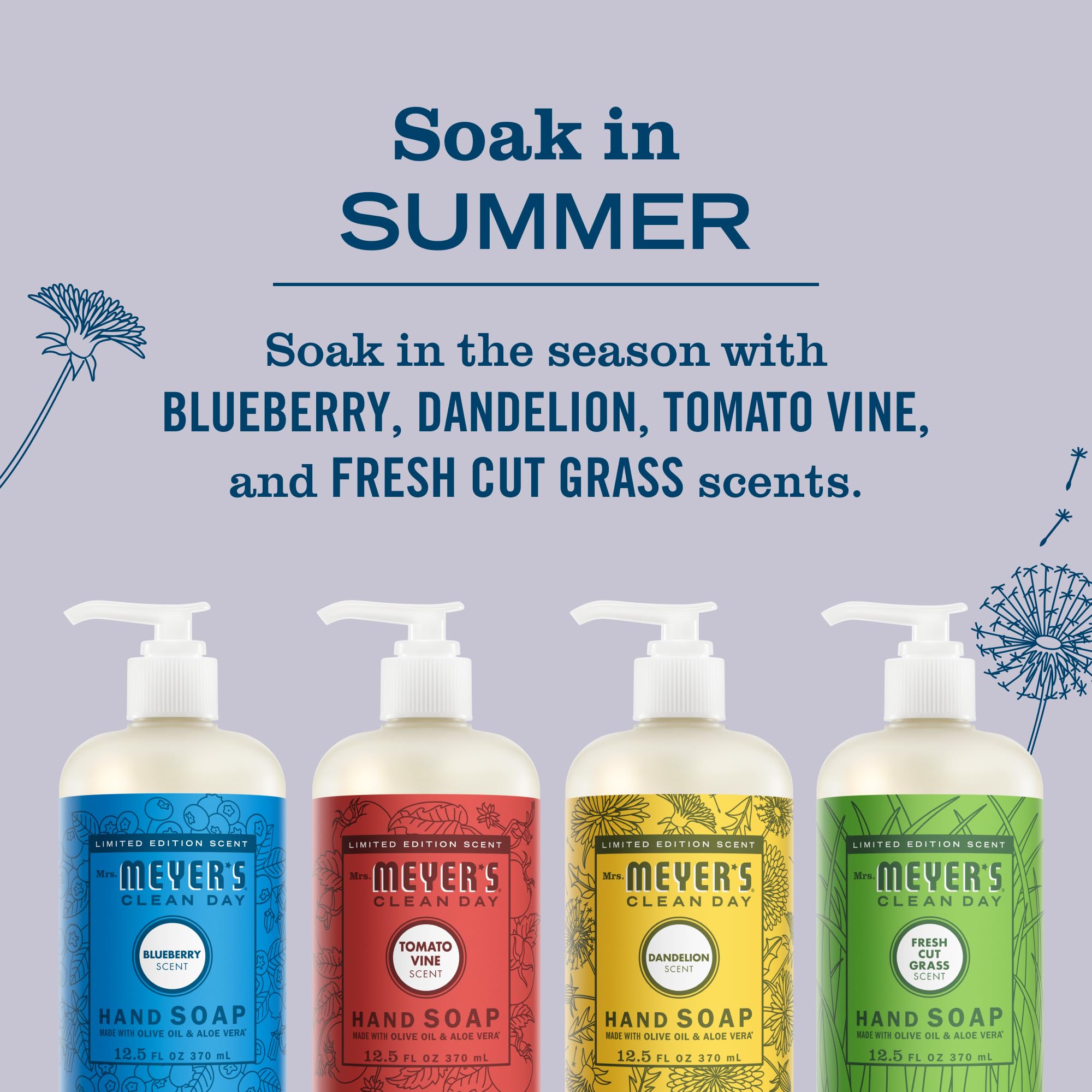 MRS. MEYER'S CLEAN DAY Summer Hand Soap Set, 12.5 fl oz, 4 Pack