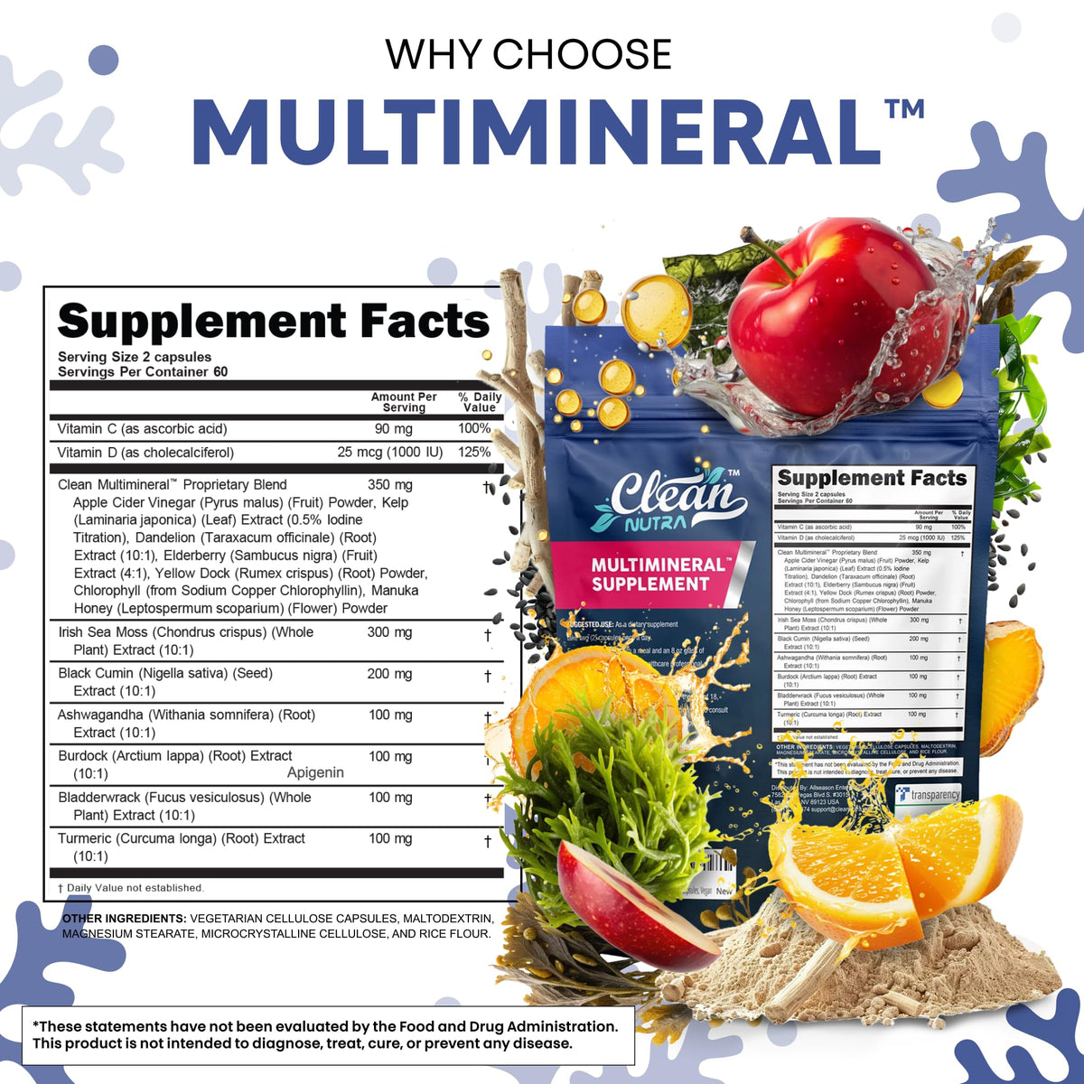 Sea Moss Capsules Black Seed Oil Ashwagandha Burdock Root - Clean Nutraceuticals Official Imagery - 6