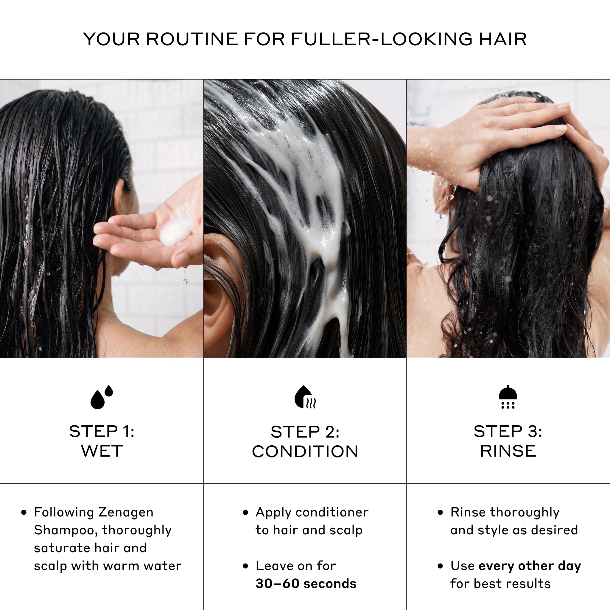 Zenagen Revolve unisex conditioner bottle for hair growth, 6.75 fl oz, featuring a pump dispenser and label details.