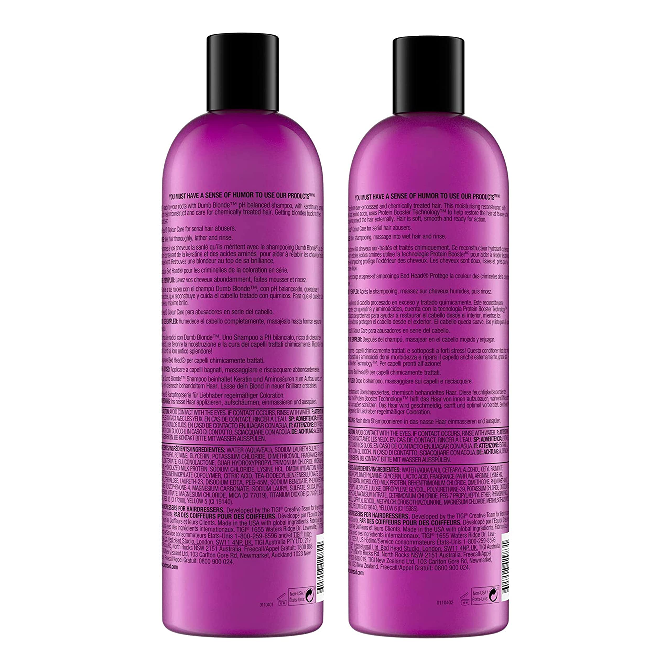 Bed Head by TIGI Dumb Blonde Restoring Shampoo and Conditioner Duo for Damaged Blonde Hair, 25.36 fl oz